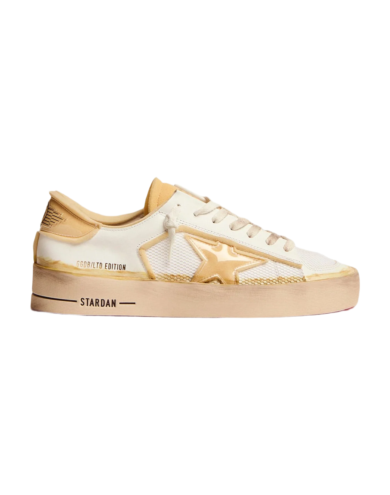Men | Stardan Lab Sneakers White Leather with Foam & Pvc Inserts | White x Dirty White - Image 3