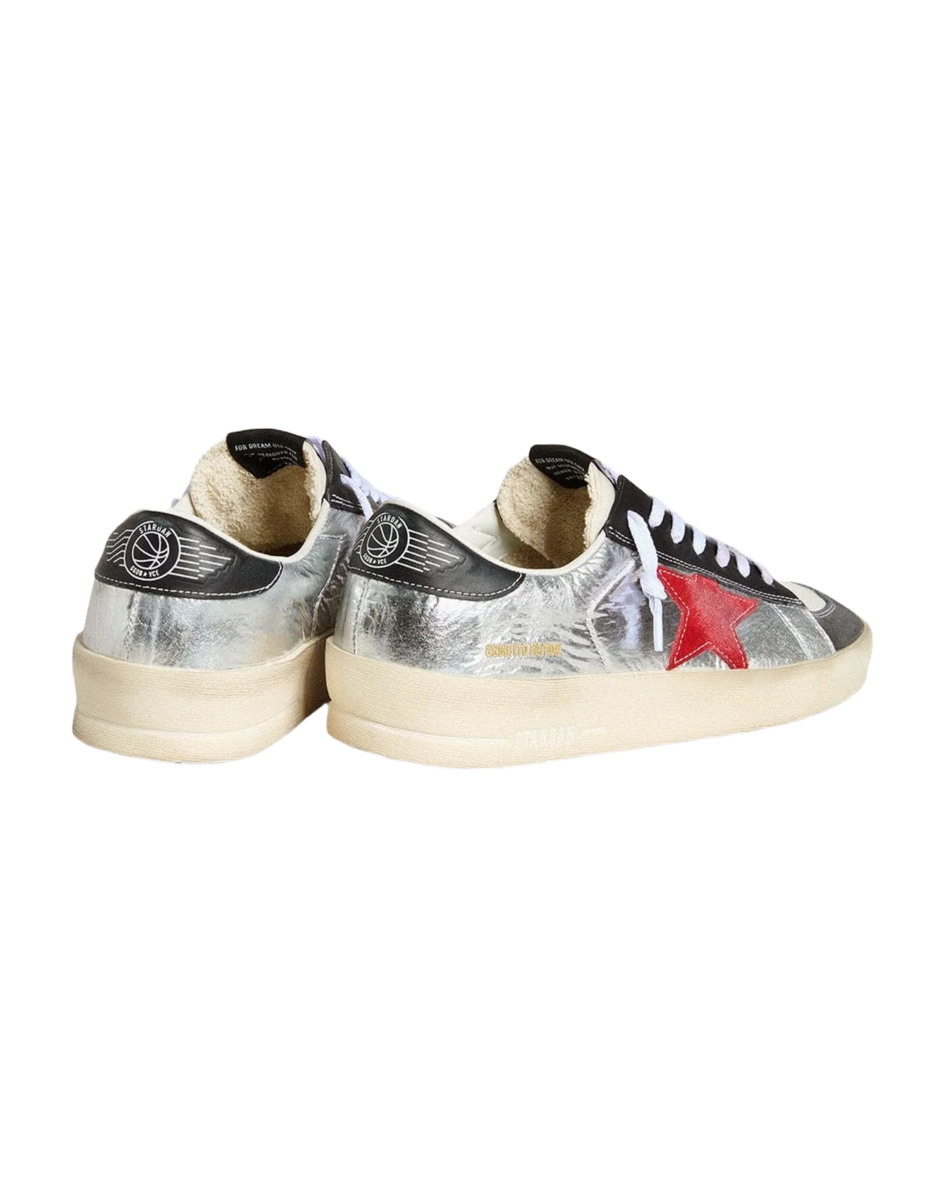 Men | Stardan Laminated Silver Nylon with Burgundy Suede Star | Silver x Black x Red - Image 3