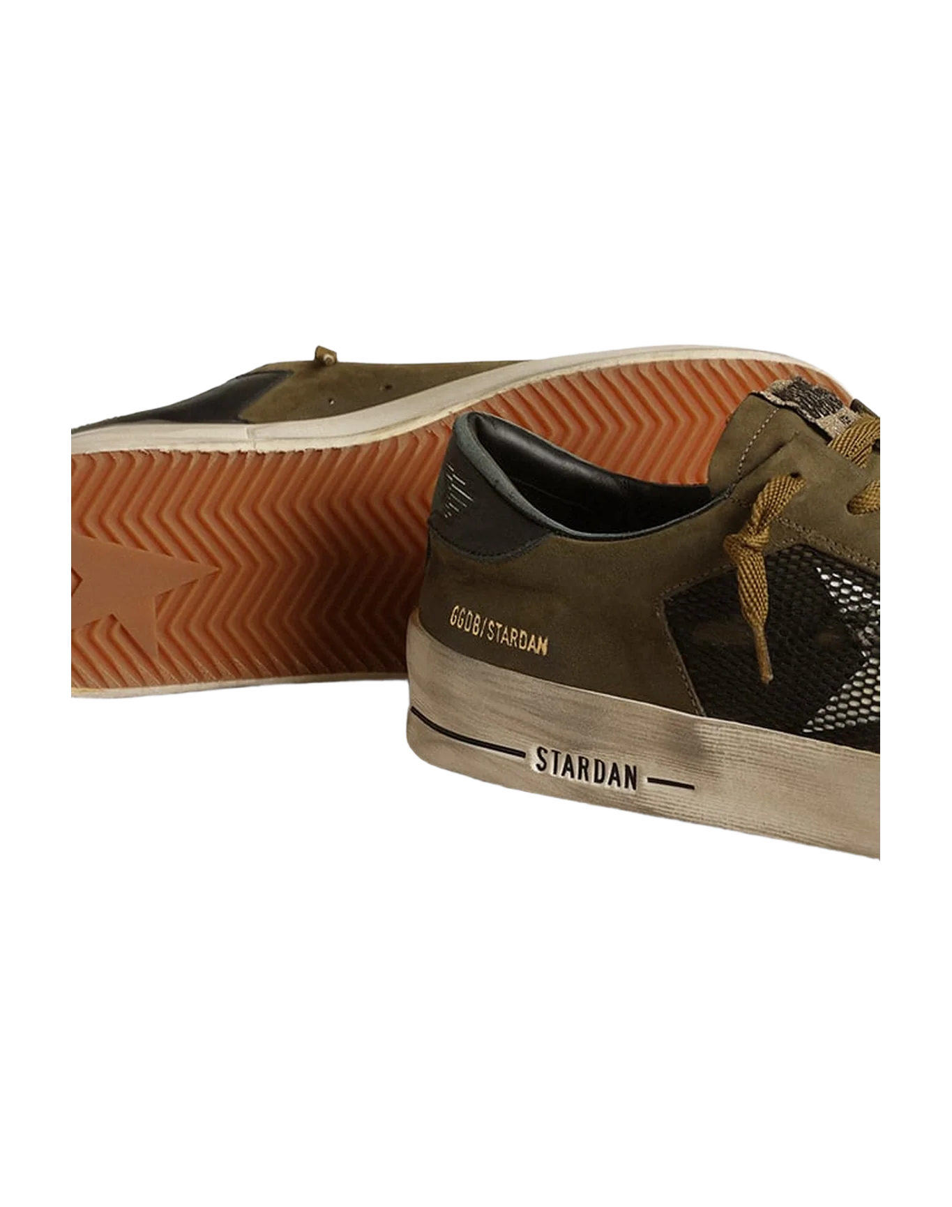 Men | Stardan Military Green Nubuck & Black Mesh with White Star | Black x Military Green x White - Image 10
