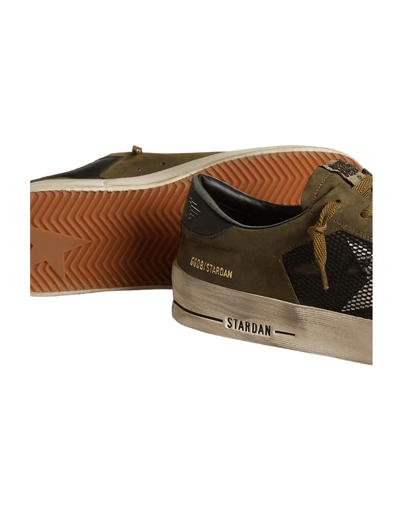 Men | Stardan Military Green Nubuck & Black Mesh with White Star | Black x Military Green x White - Image 4