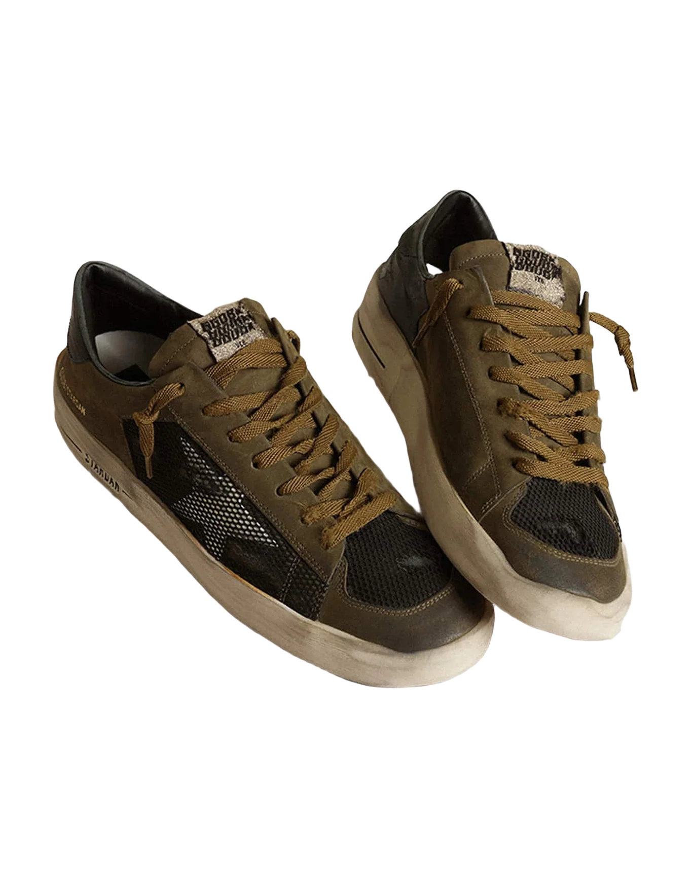 Men | Stardan Military Green Nubuck & Black Mesh with White Star | Black x Military Green x White - Image 5
