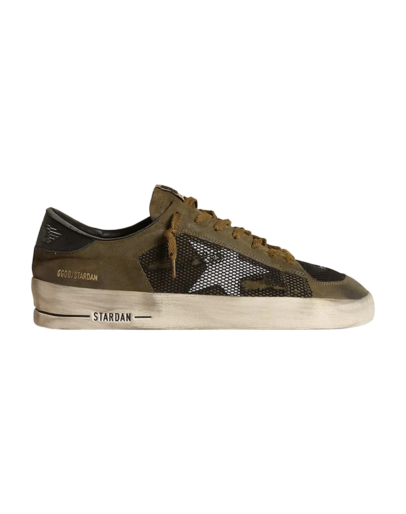 Men | Stardan Military Green Nubuck & Black Mesh with White Star | Black x Military Green x White - Image 9