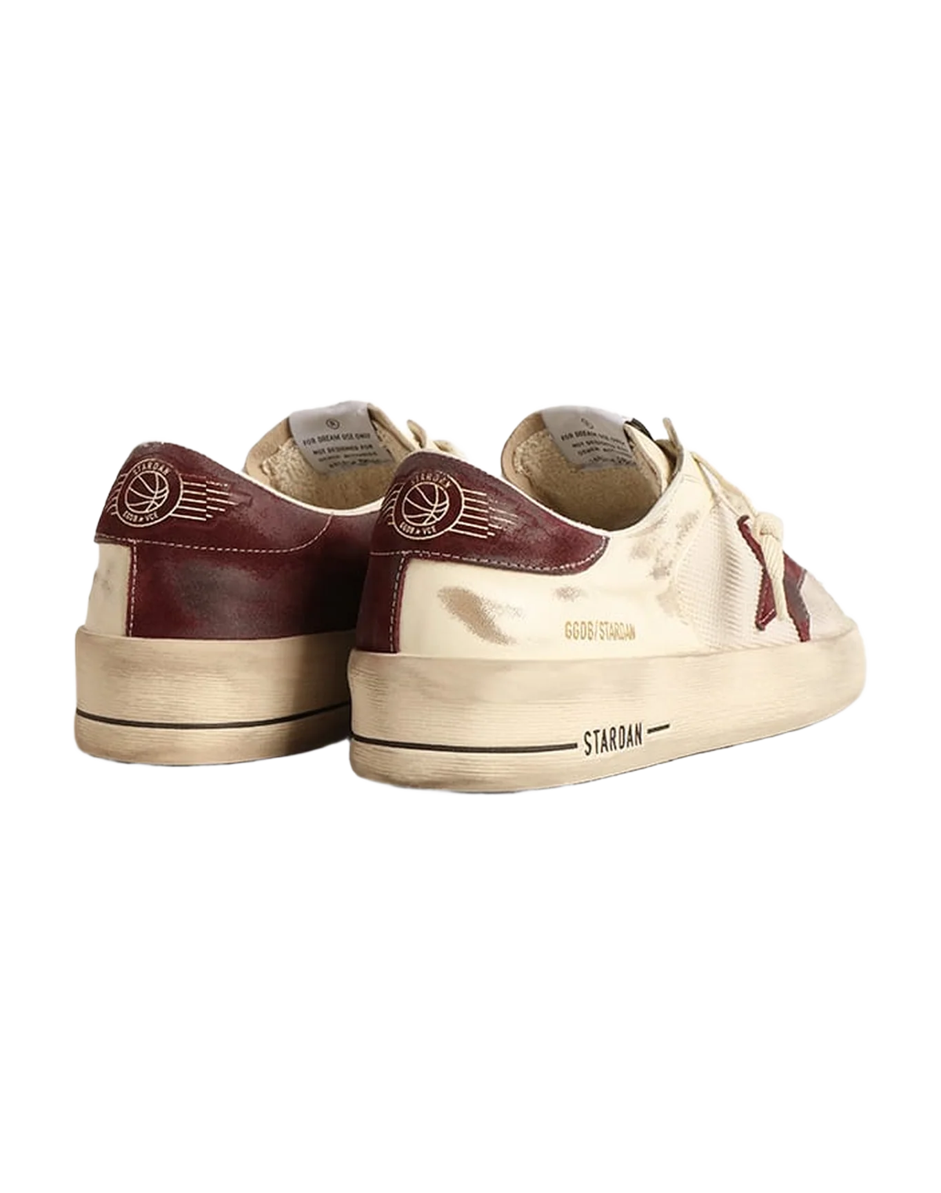 Men | Stardan Nappa & Mesh with Wine-Red Suede Star & Heel Tab | White x White Ecru x Wine - Image 11