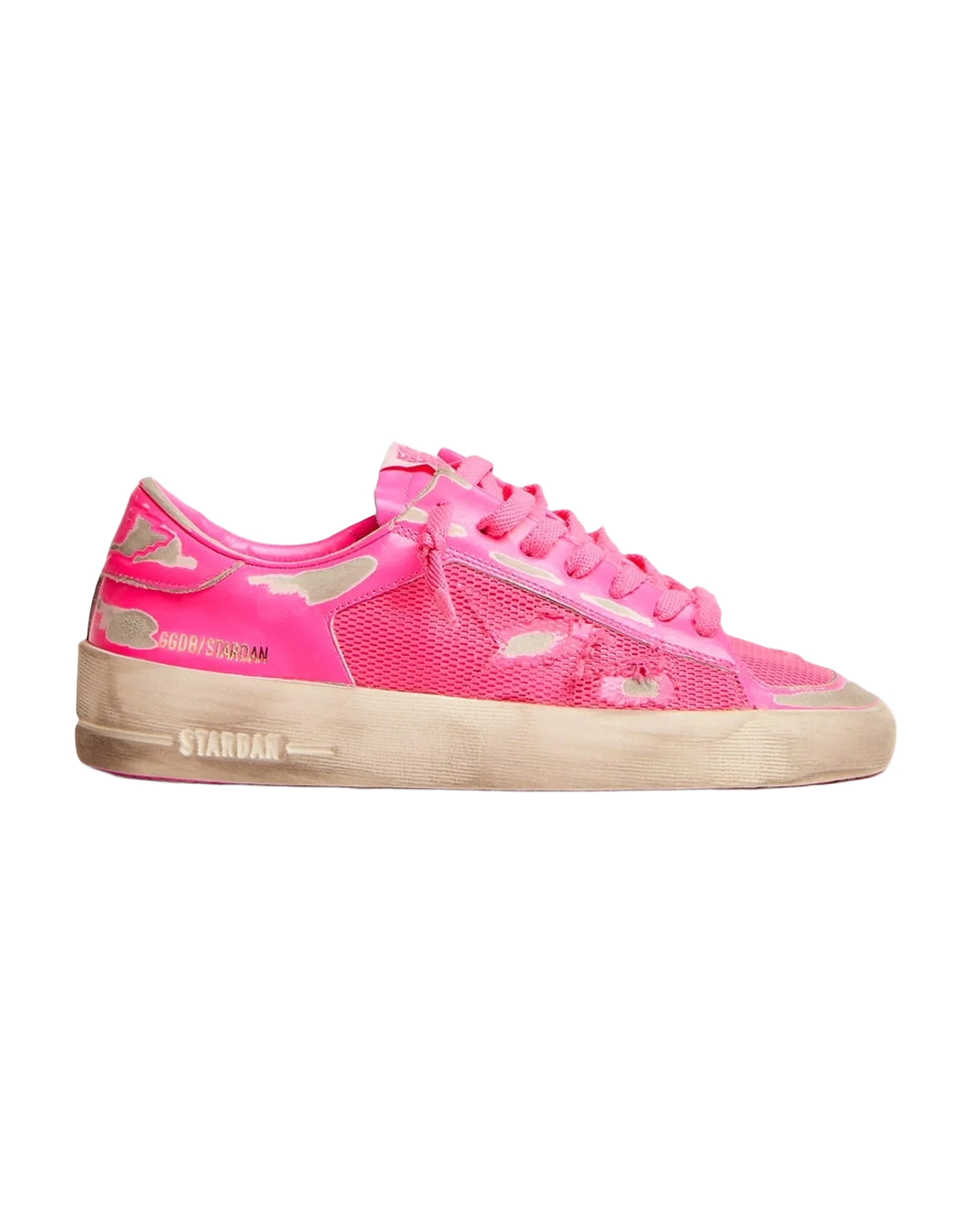 Men | Stardan Sneakers Fluorescent Pink Leather & Mesh | Pink Fluo