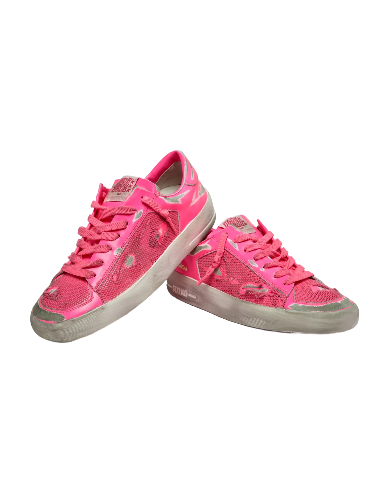 Men | Stardan Sneakers Fluorescent Pink Leather & Mesh | Pink Fluo - Image 6