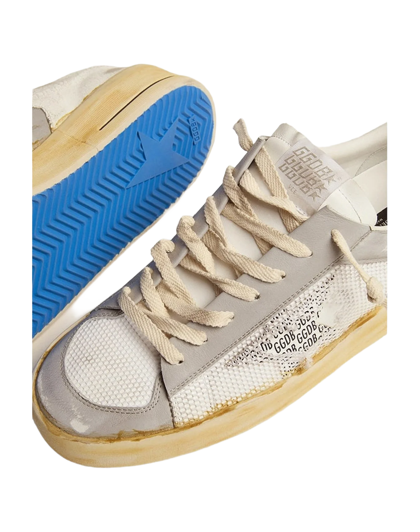 Men | Stardan with White Leather Star with GGDB Print | White x Light Grey