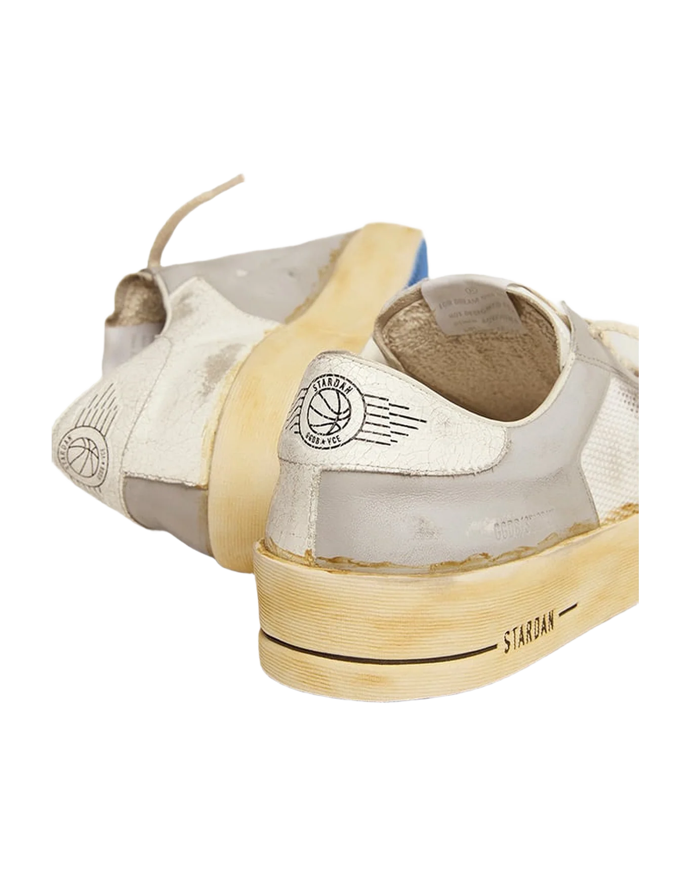 Men | Stardan with White Leather Star with GGDB Print | White x Light Grey - Image 2