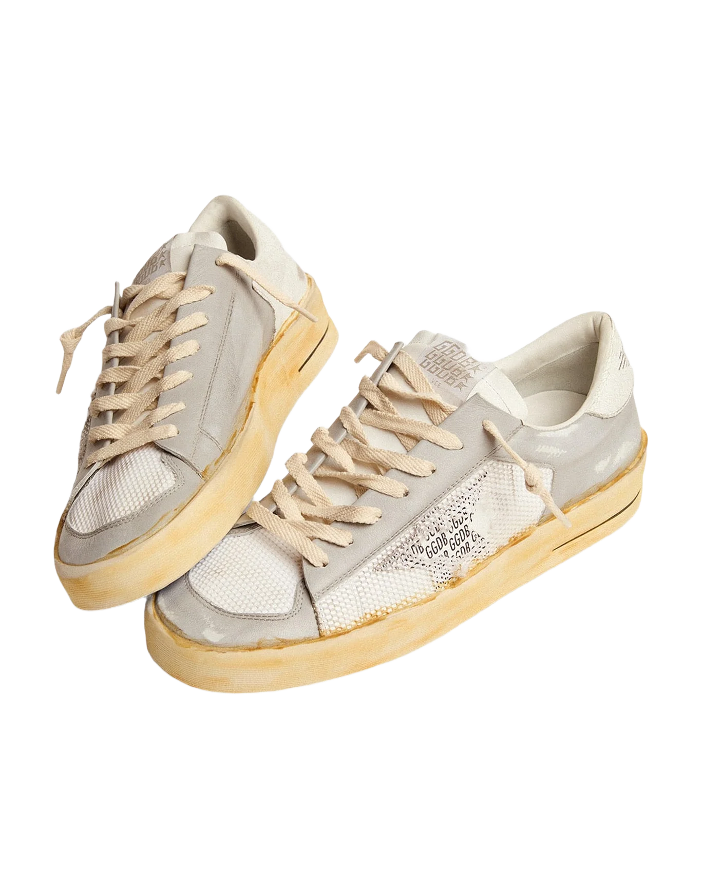 Men | Stardan with White Leather Star with GGDB Print | White x Light Grey - Image 3