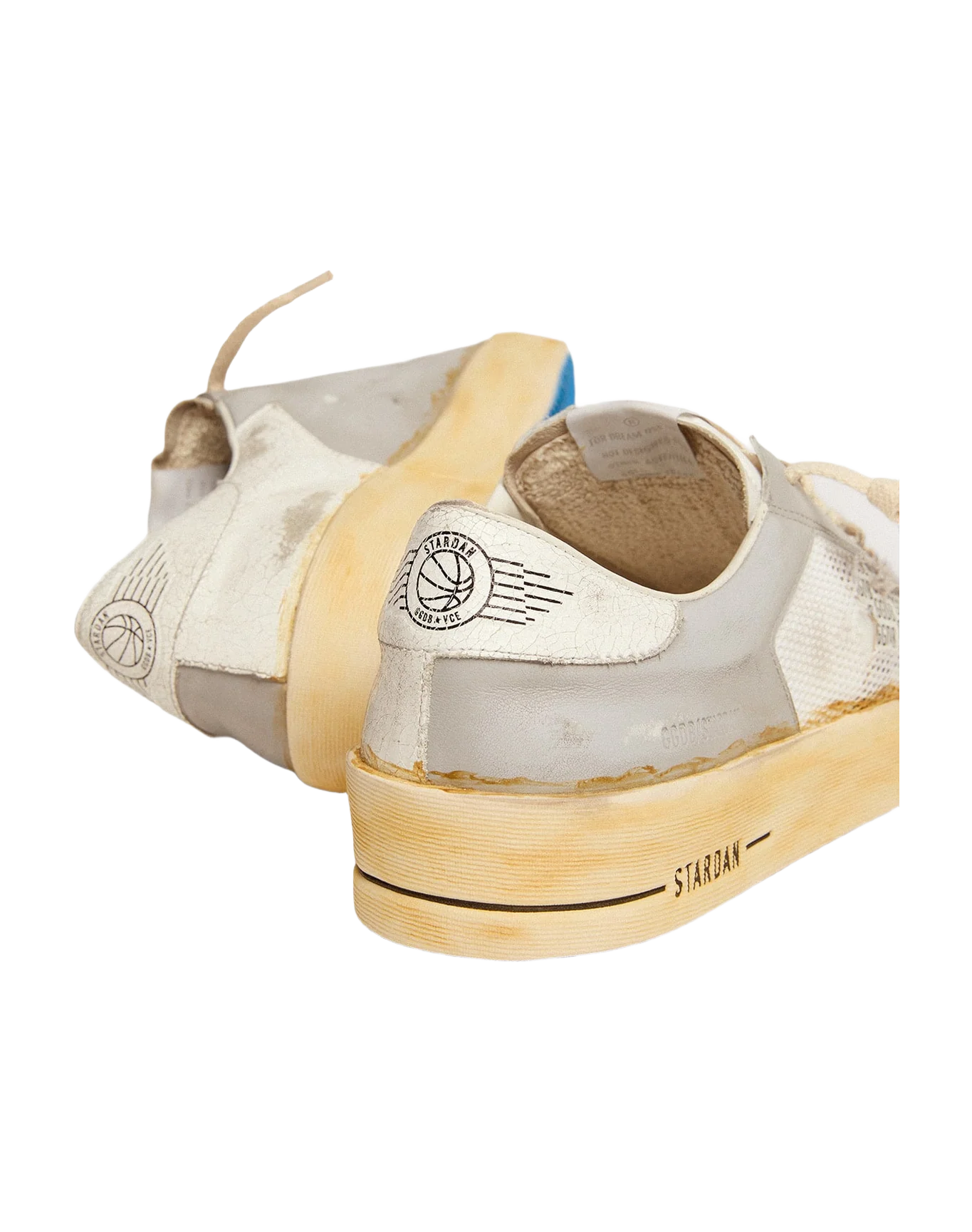 Men | Stardan with White Leather Star with GGDB Print | White x Light Grey - Image 5