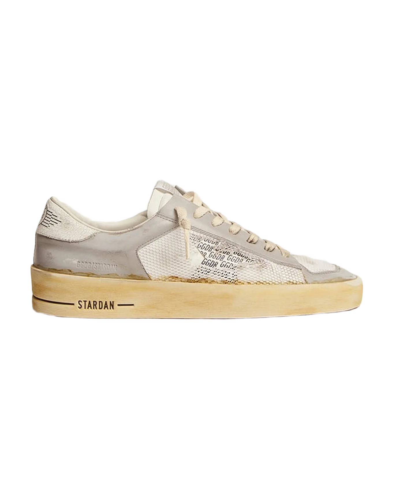 Men | Stardan with White Leather Star with GGDB Print | White x Light Grey - Image 6