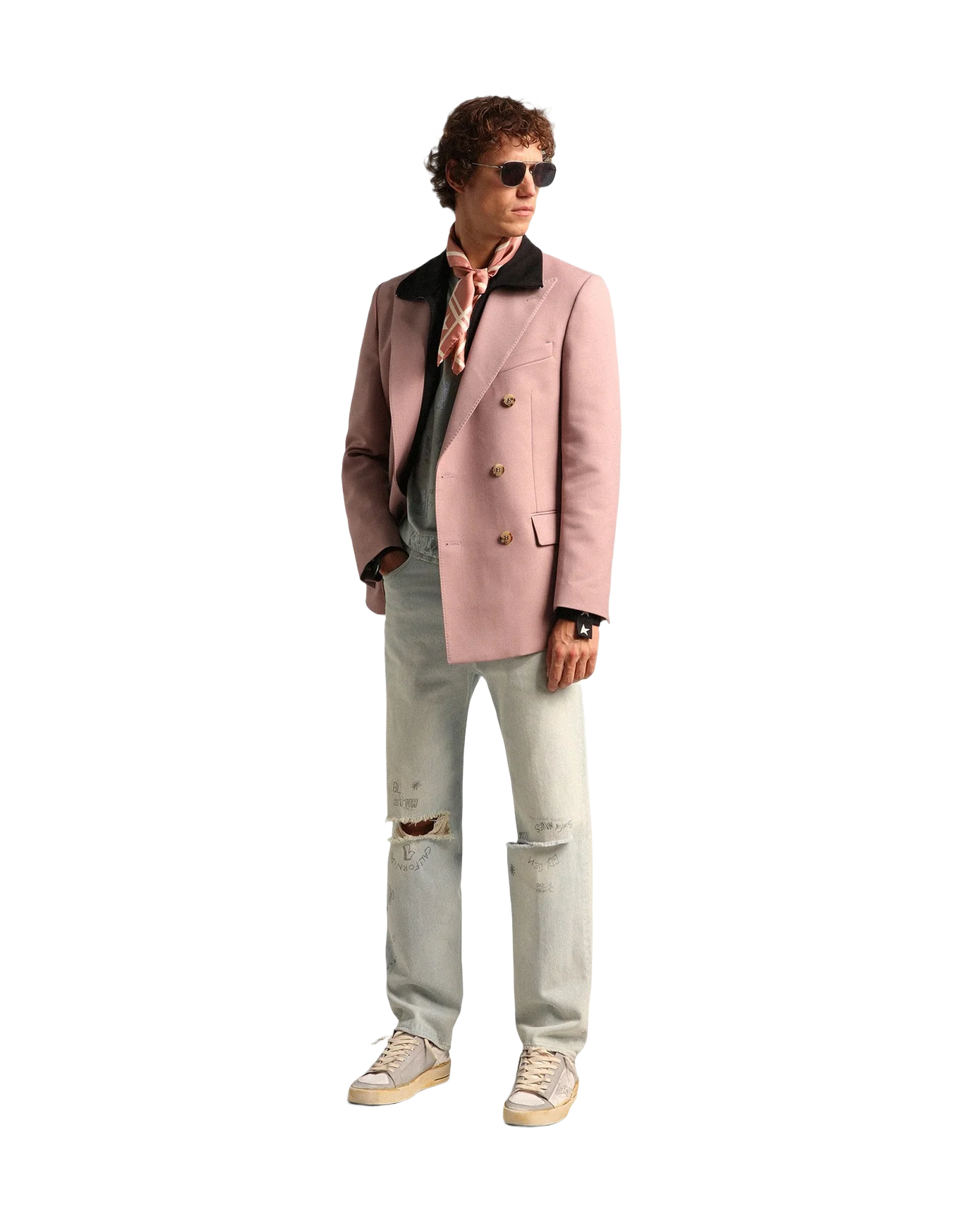 Men | Stardan with White Leather Star with GGDB Print | White x Light Grey - Image 8