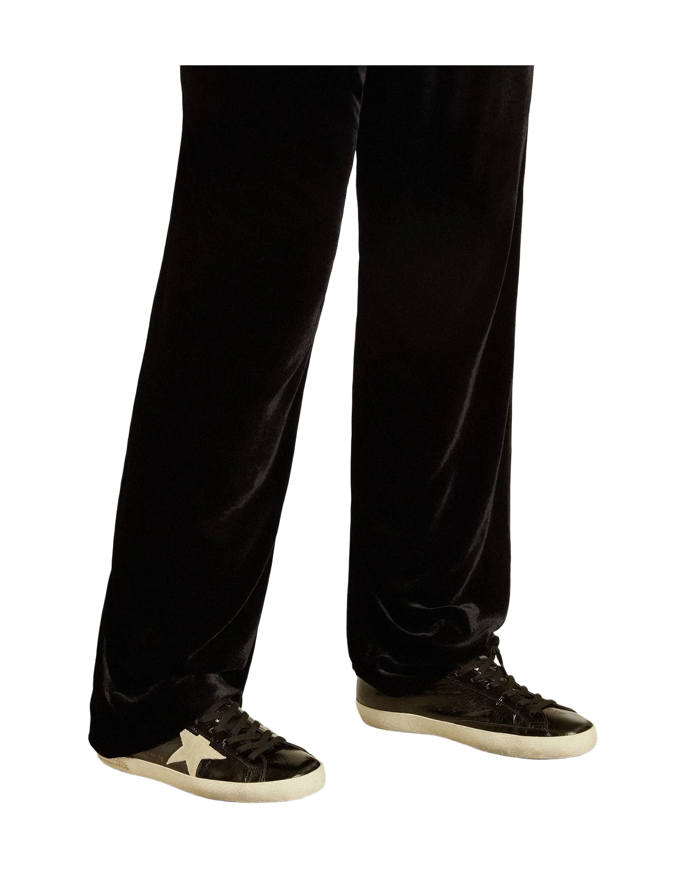 Men | Super-Star Black Patent Leather with Suede Star & Heel Tab | Black x Beige - Image 3