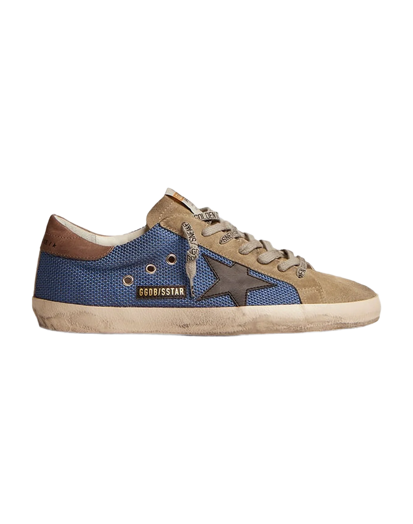 Men | Super-Star Blue Mesh with Black Leather Star & Tobacco Heel Tab | Denim Blue x Taupe x Black x Dark Grey - Image 6