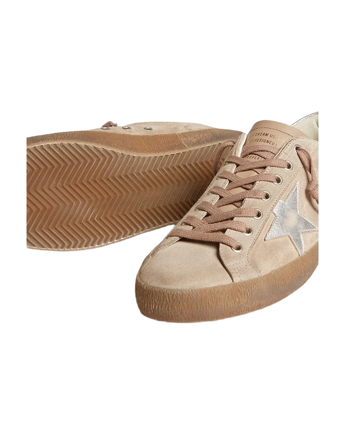 Men | Super-Star Dove-Gray Suede with Silver Leather Star & Heel Tab | Taupe x Silver