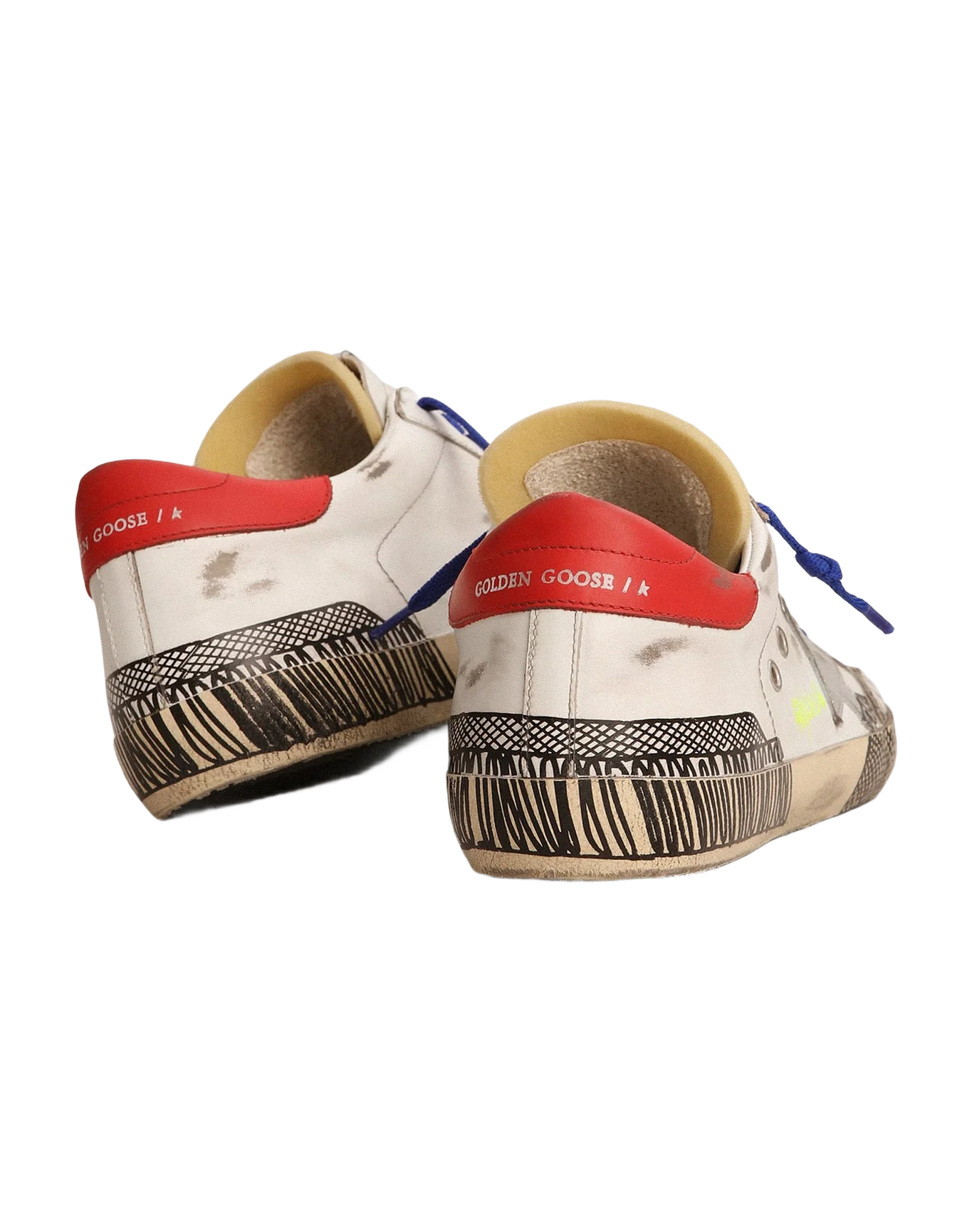 Men | Super-Star Lab Sneakers White Leather & Multi-Foxing-Effect Print | White x Silver x Red x Black - Image 3