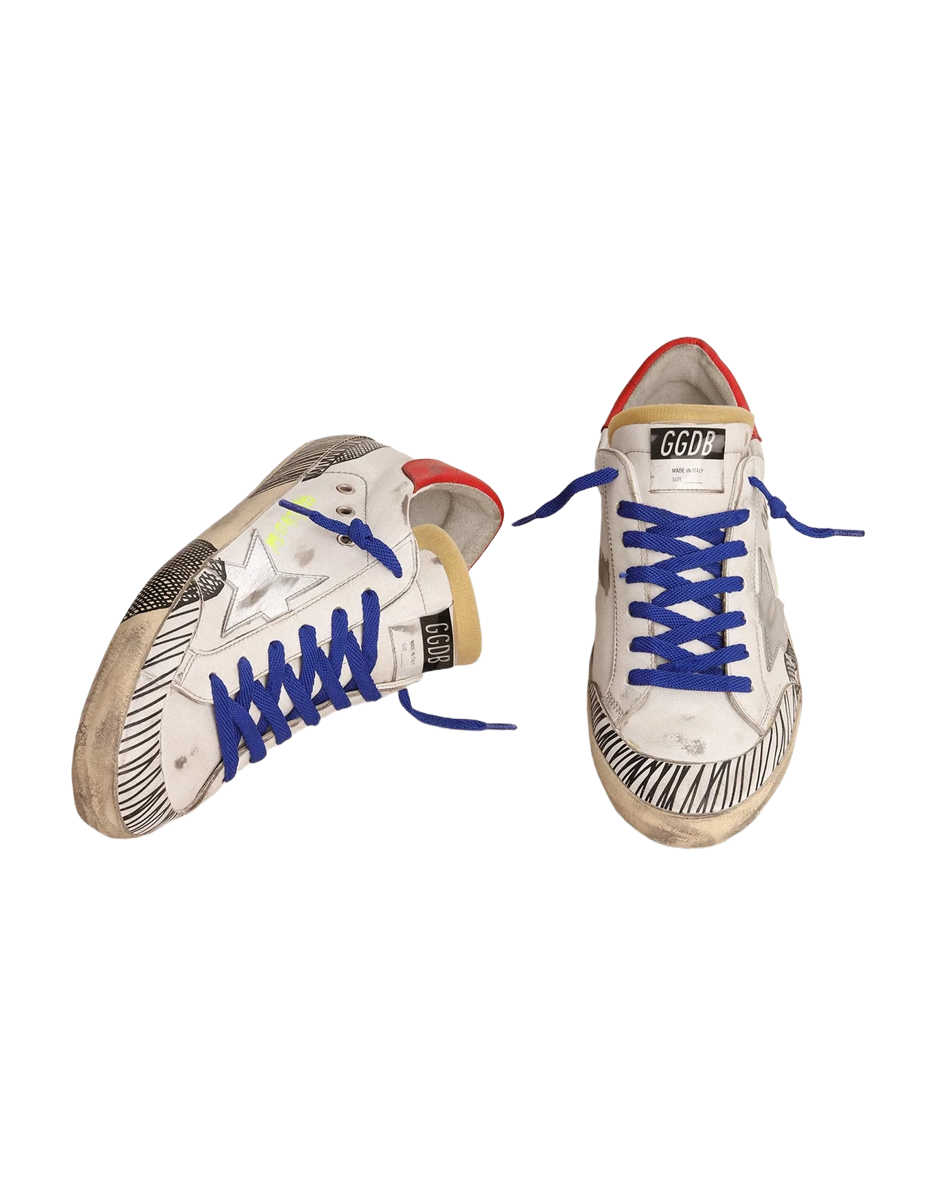 Men | Super-Star Lab Sneakers White Leather & Multi-Foxing-Effect Print | White x Silver x Red x Black - Image 7