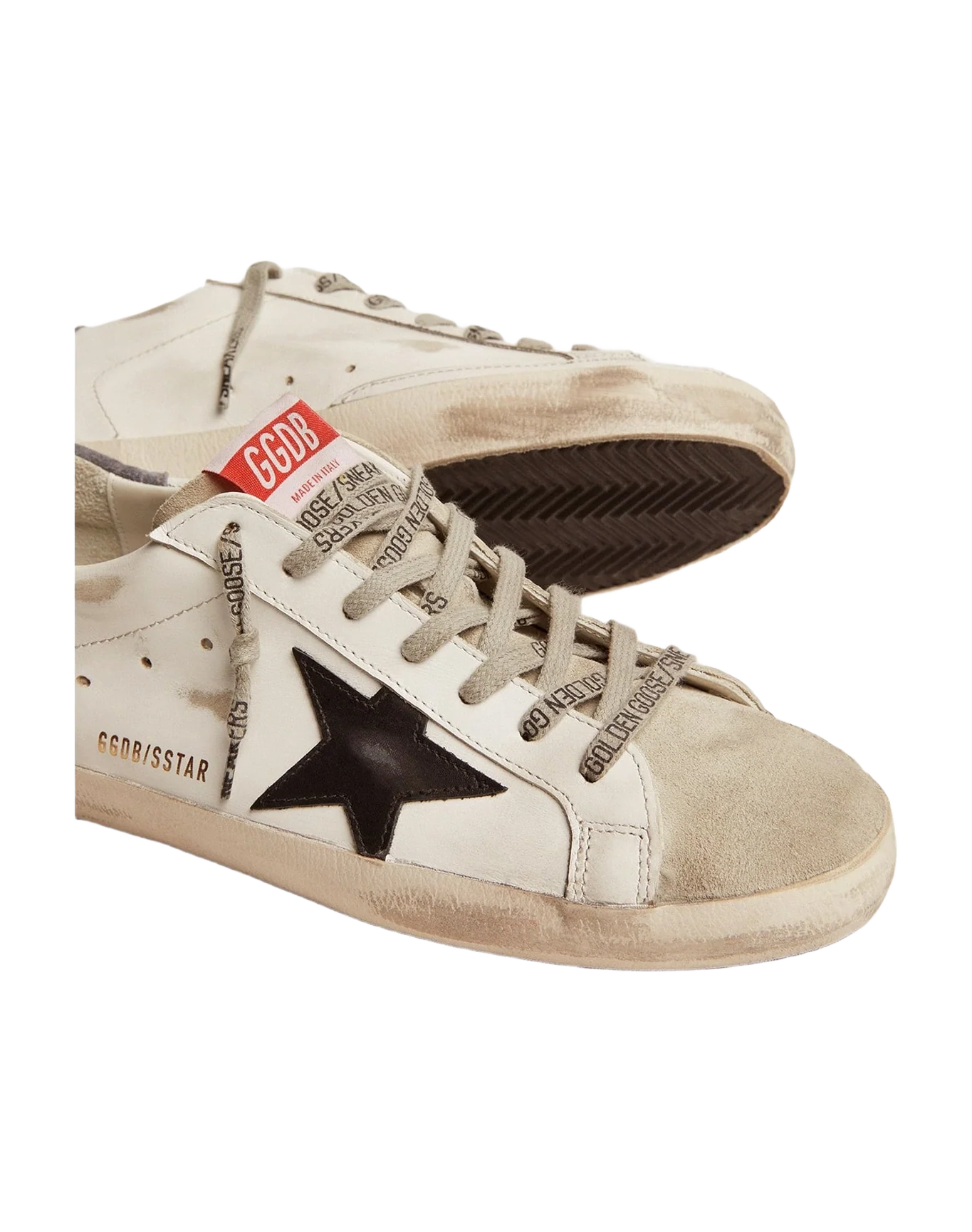 Men | Super-Star Ltd Sneakers with Black Star & Crocodile-Print Heel Tab | White x Ice x Black x Grey