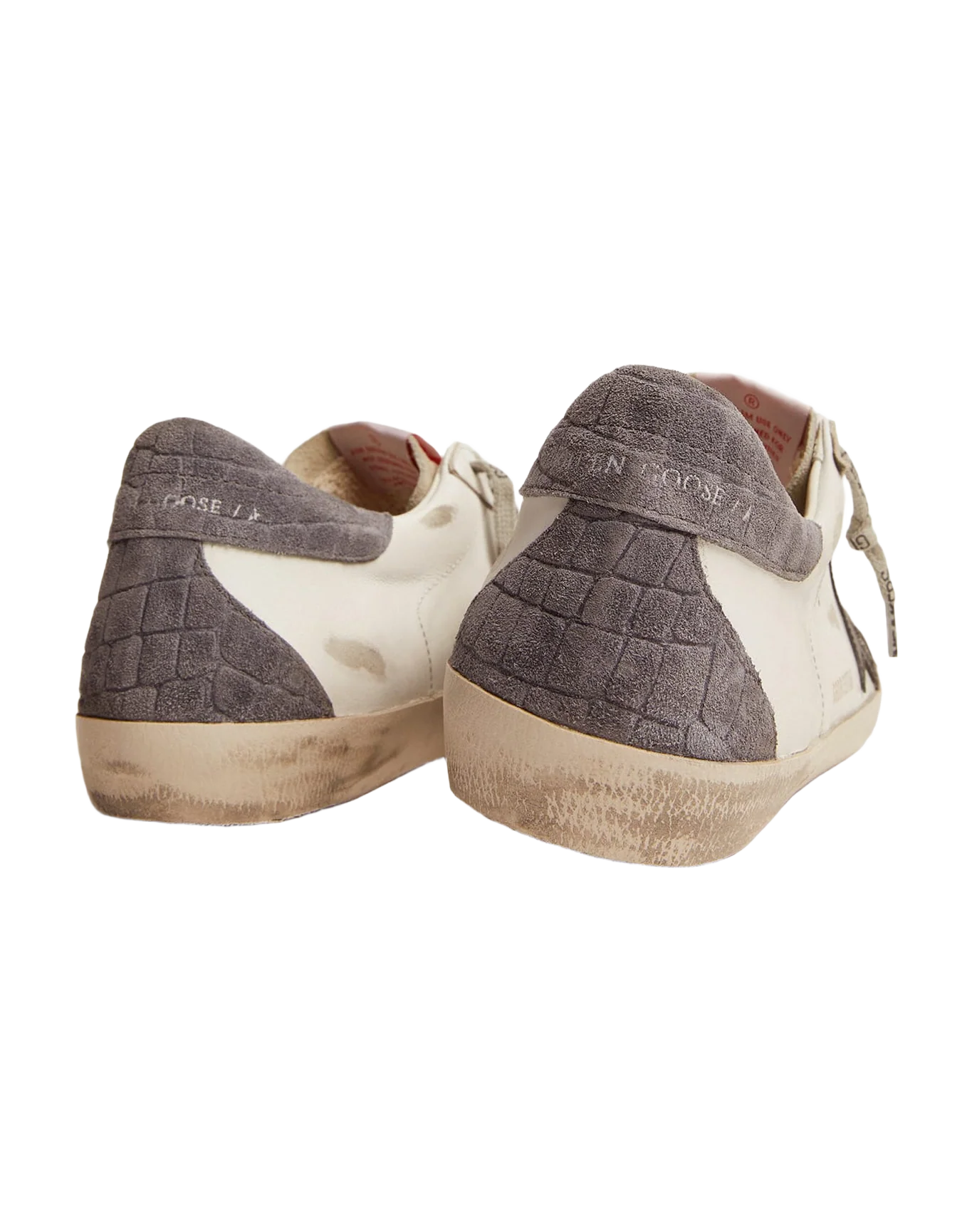 Men | Super-Star Ltd Sneakers with Black Star & Crocodile-Print Heel Tab | White x Ice x Black x Grey - Image 4
