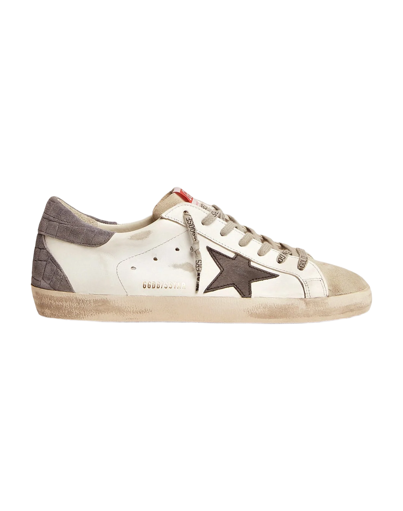 Men | Super-Star Ltd Sneakers with Black Star & Crocodile-Print Heel Tab | White x Ice x Black x Grey - Image 6