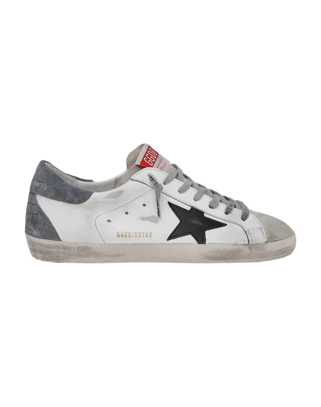 Men | Super-Star Ltd Sneakers with Black Star & Crocodile-Print Heel Tab | White x Ice x Black x Grey - Image 8