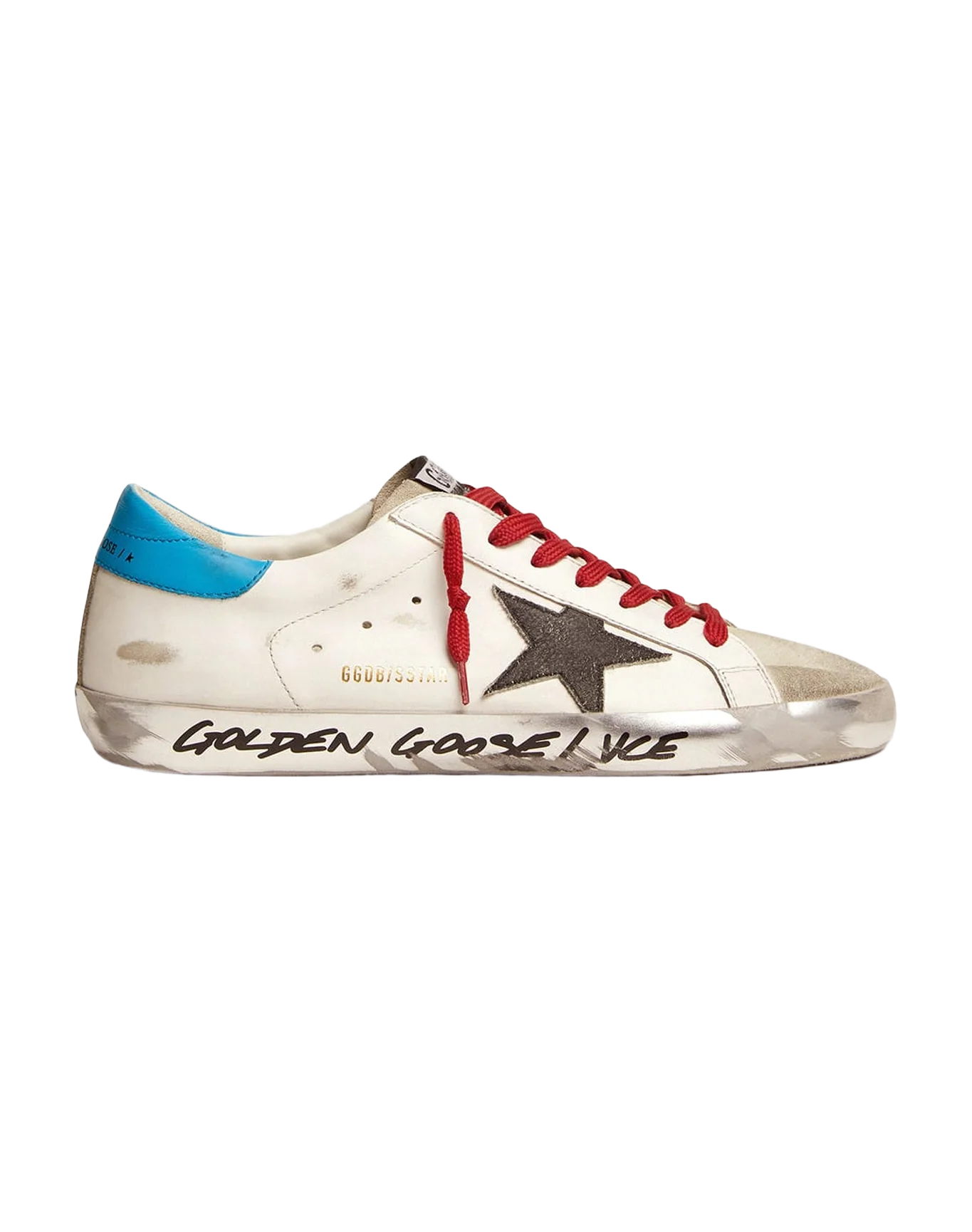 Men | Super-Star Ltd Sneakers with Light Blue Heel Tab & Black Star | White x Ice x Black x Cyan Blue - Image 5