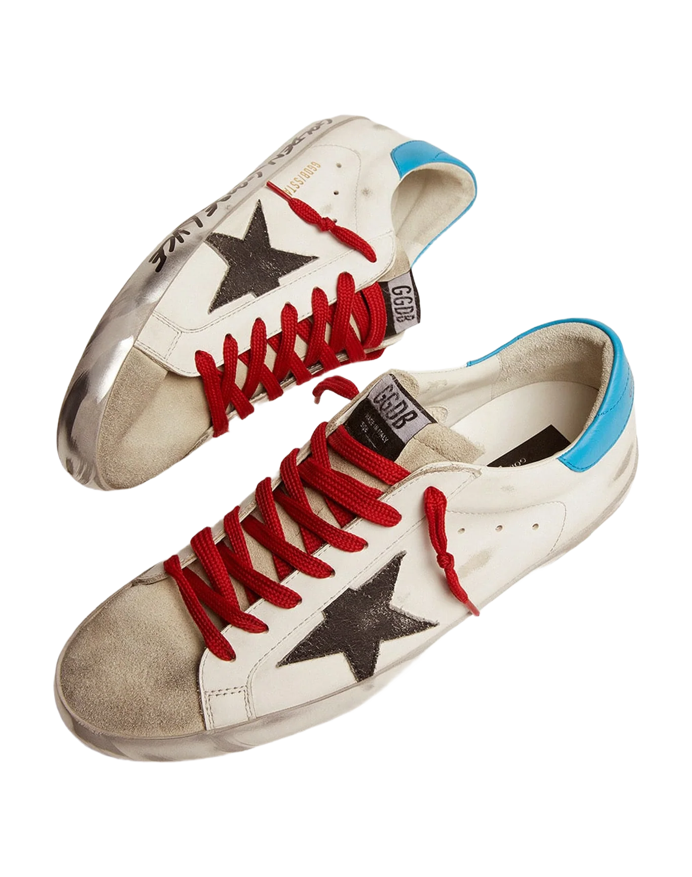 Men | Super-Star Ltd Sneakers with Light Blue Heel Tab & Black Star | White x Ice x Black x Cyan Blue - Image 7