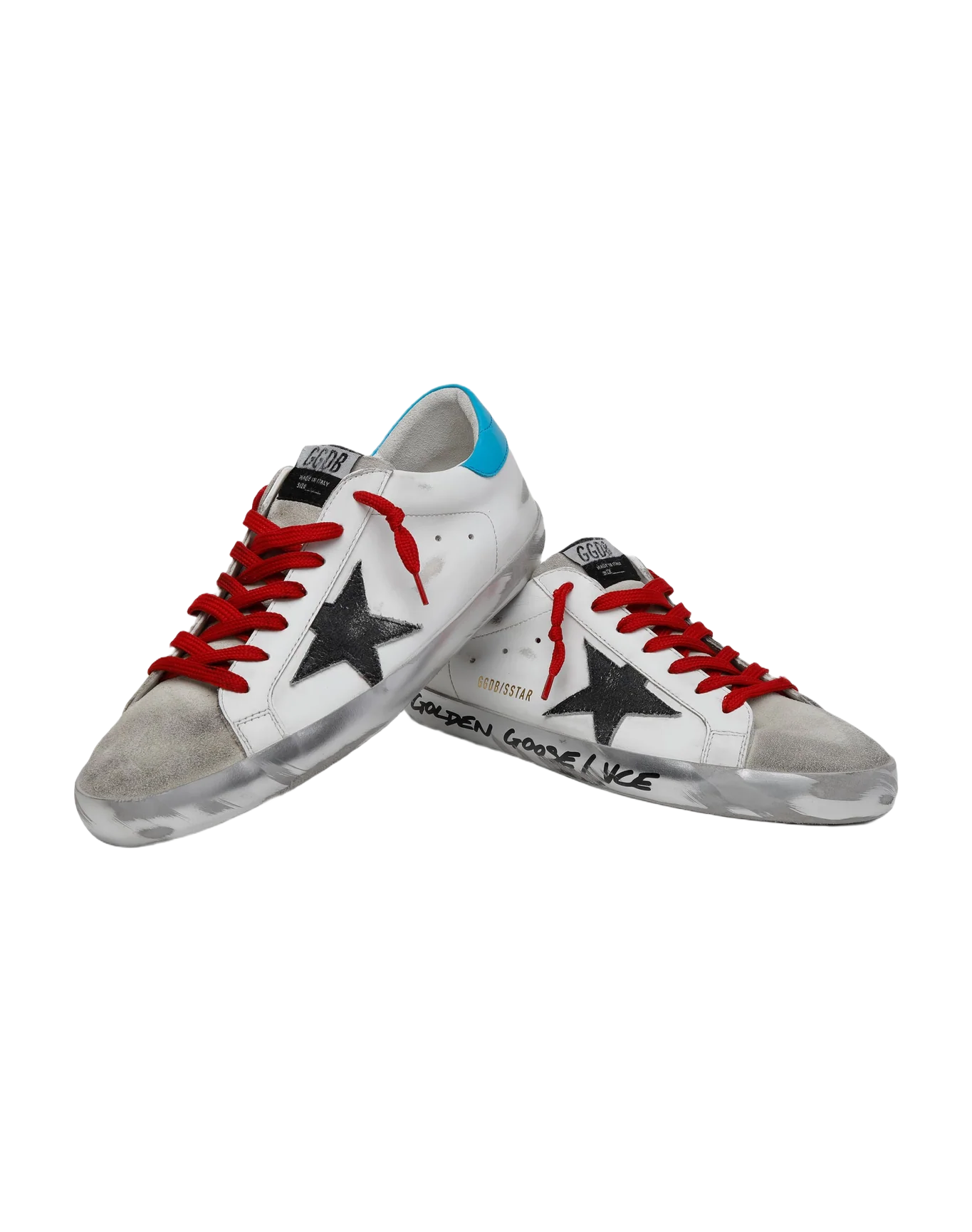 Men | Super-Star Ltd Sneakers with Light Blue Heel Tab & Black Star | White x Ice x Black x Cyan Blue - Image 8