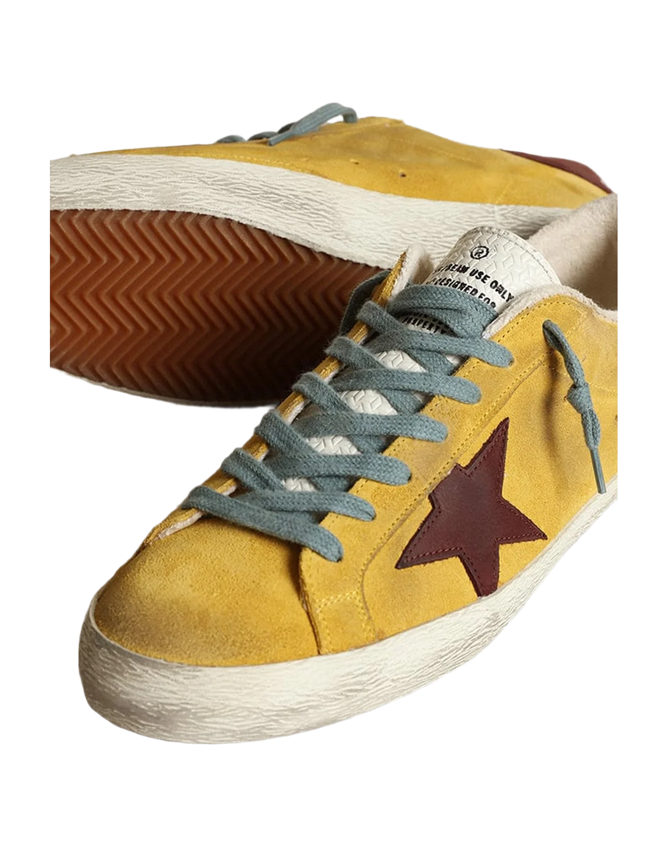 Men | Super-Star Mustard-Colored Suede with Brown Nubuck Star | Mustard x Chocolate x White - Image 3