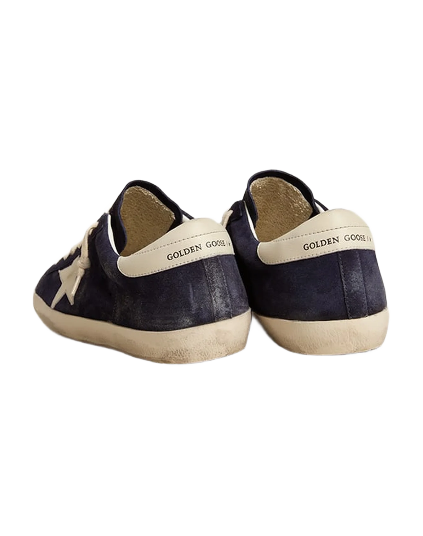 Men | Super-Star Navy Blue Suede with Star & White Heel Tab | Blue x White - Image 3
