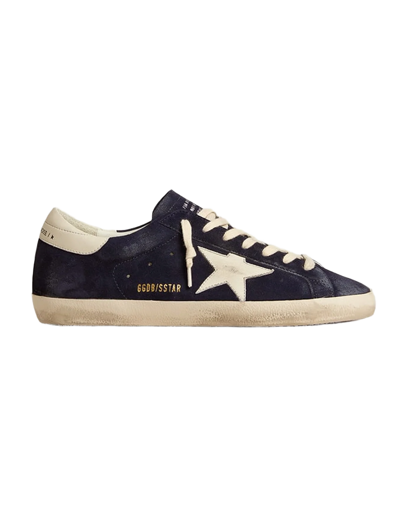 Men | Super-Star Navy Blue Suede with Star & White Heel Tab | Blue x White - Image 4