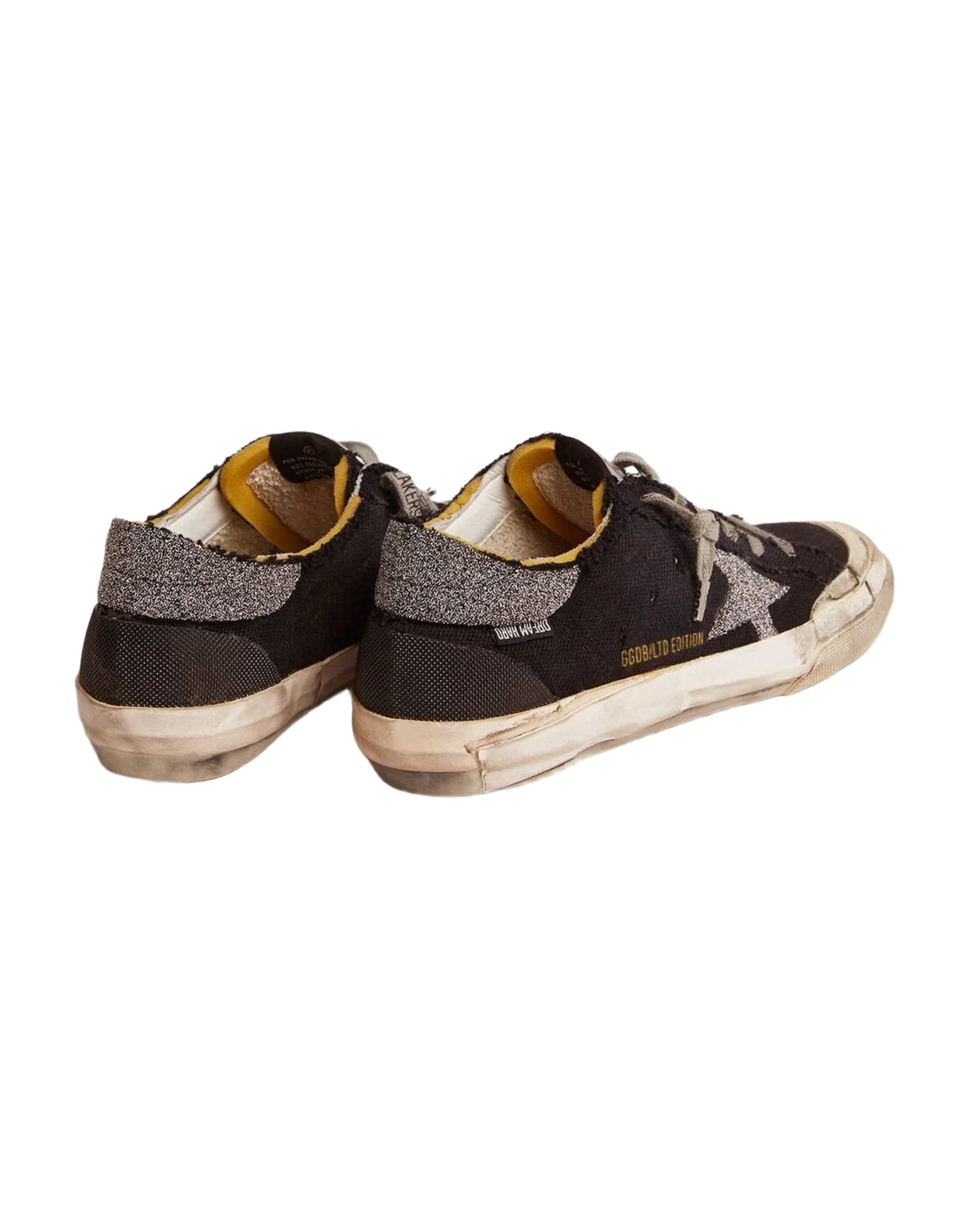Men | Super-Star Penstar Lab Sneakers Black Distressed Canvas with Crystal Star & Heel Tab | Black x Crystal - Image 3