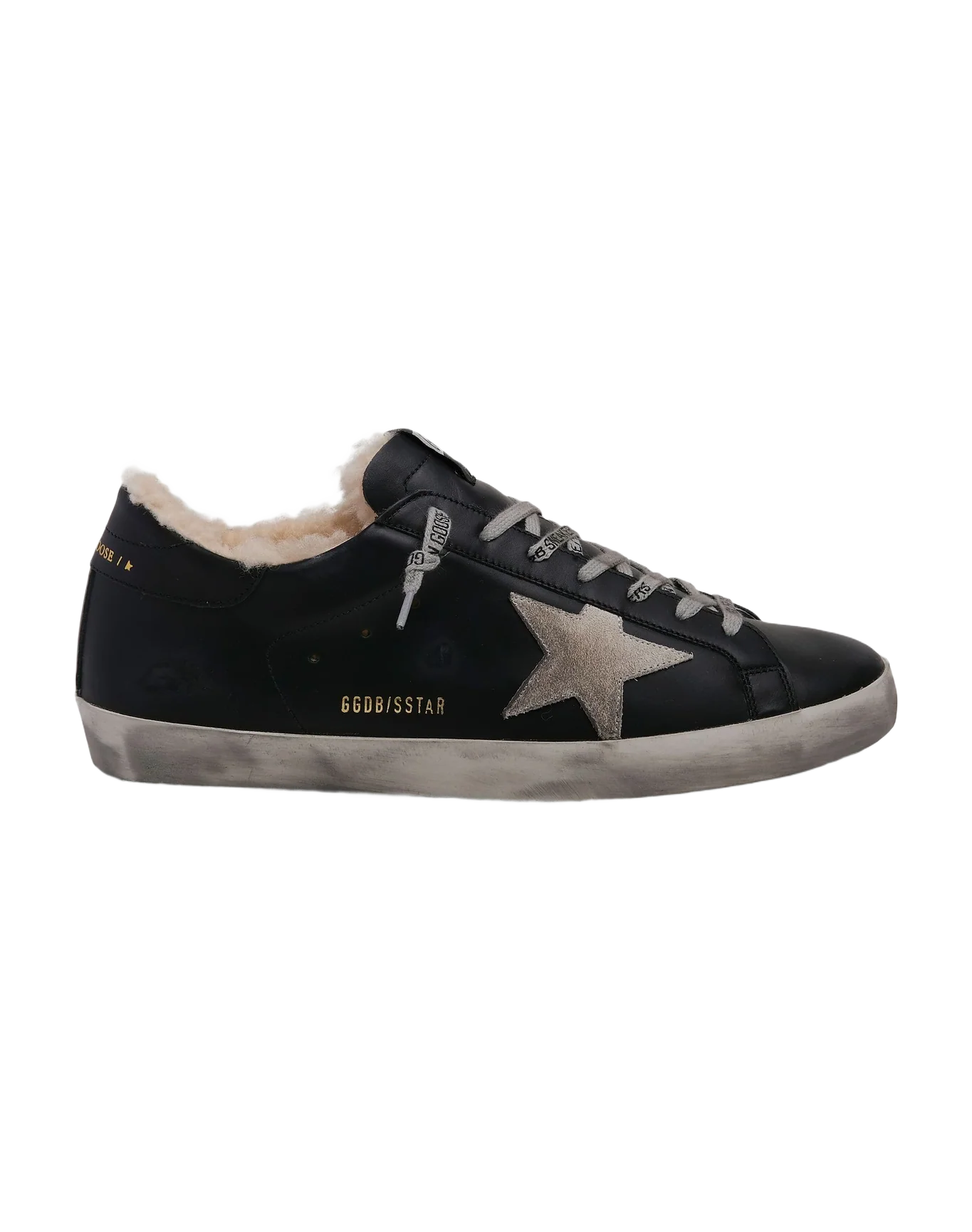 Men | Super-Star Sneakers Black Leather with Shearling Padding | Black x Ice - Image 3