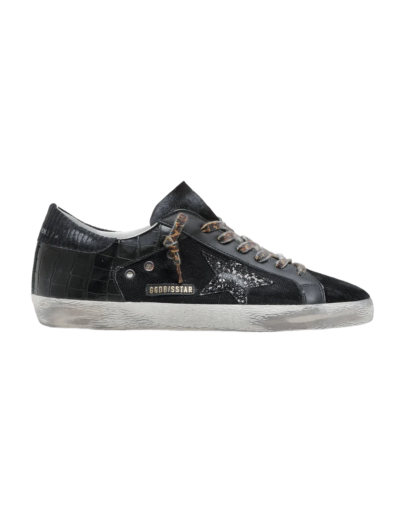 Men | Super-Star Sneakers Black Nylon & Leather with Black Star & Heel Tab | Black - Image 3