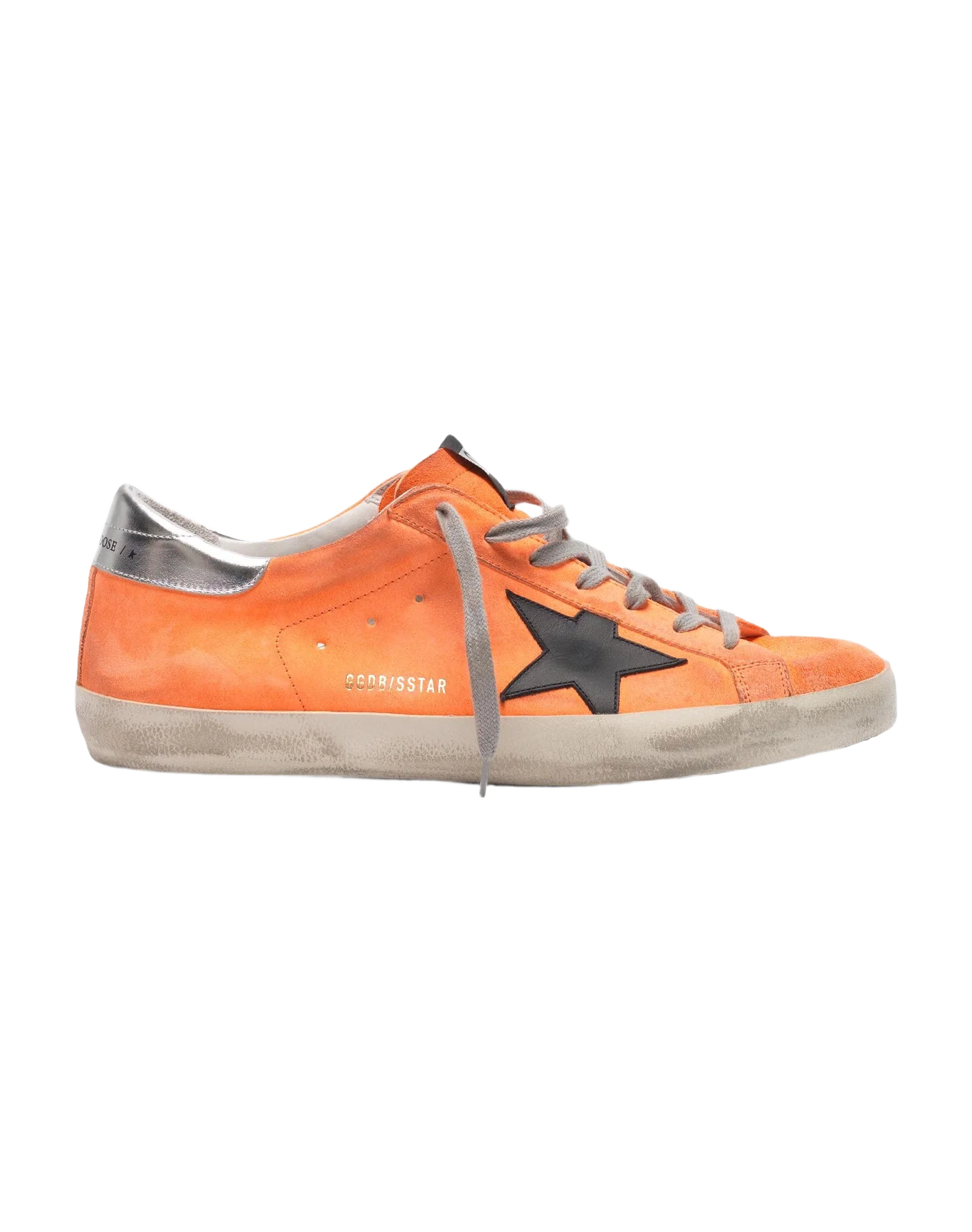 Men | Super-Star Sneakers Orange Leather with Black Star & Silver Heel Tab - Image 6