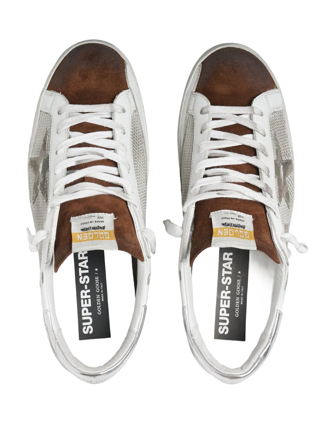Men | Super-Star Sneakers White Leather & Pale Silver Mesh | Light Silver White x Chestnut x Army Green x Silver - Image 5
