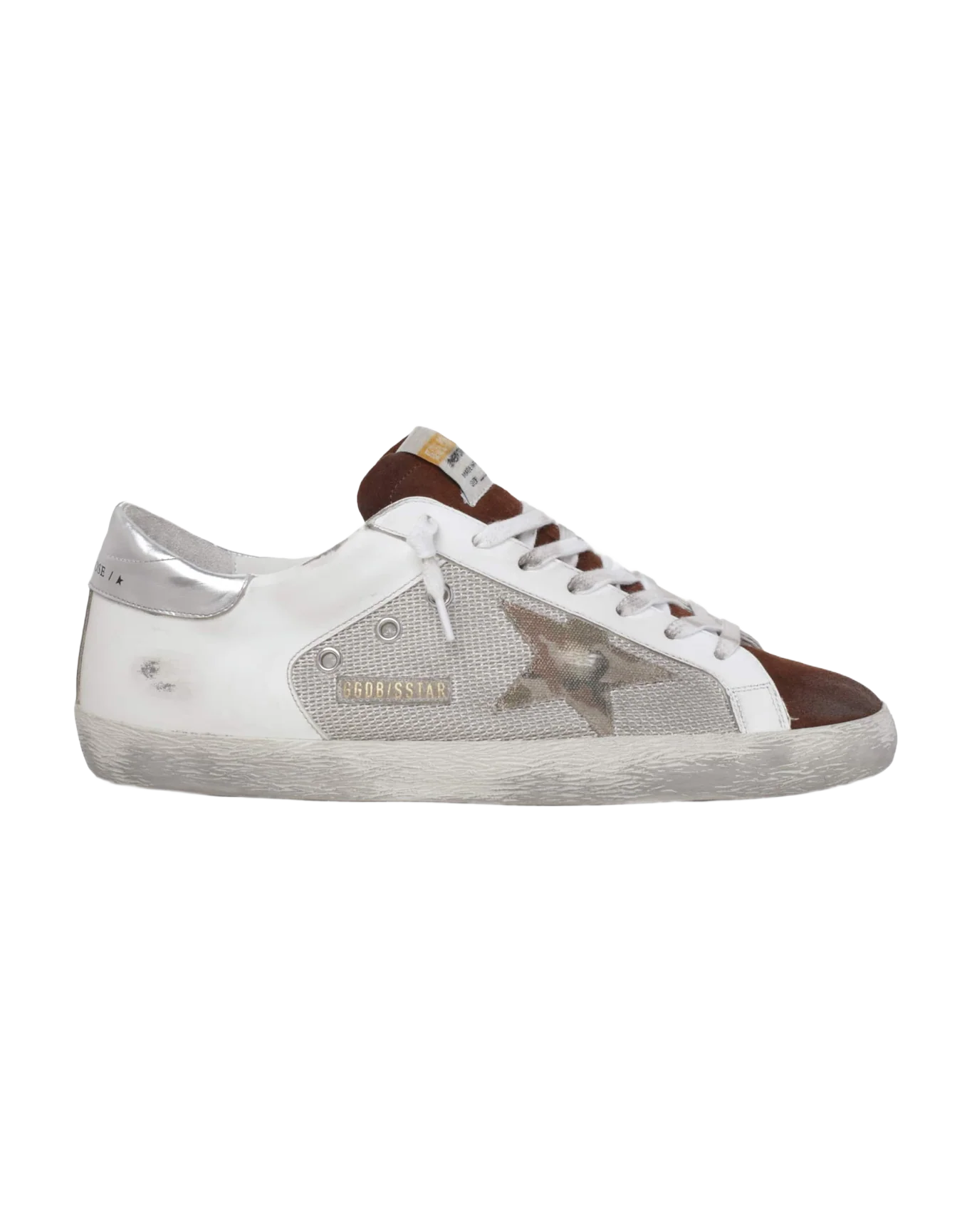 Men | Super-Star Sneakers White Leather & Pale Silver Mesh | Light Silver White x Chestnut x Army Green x Silver - Image 8