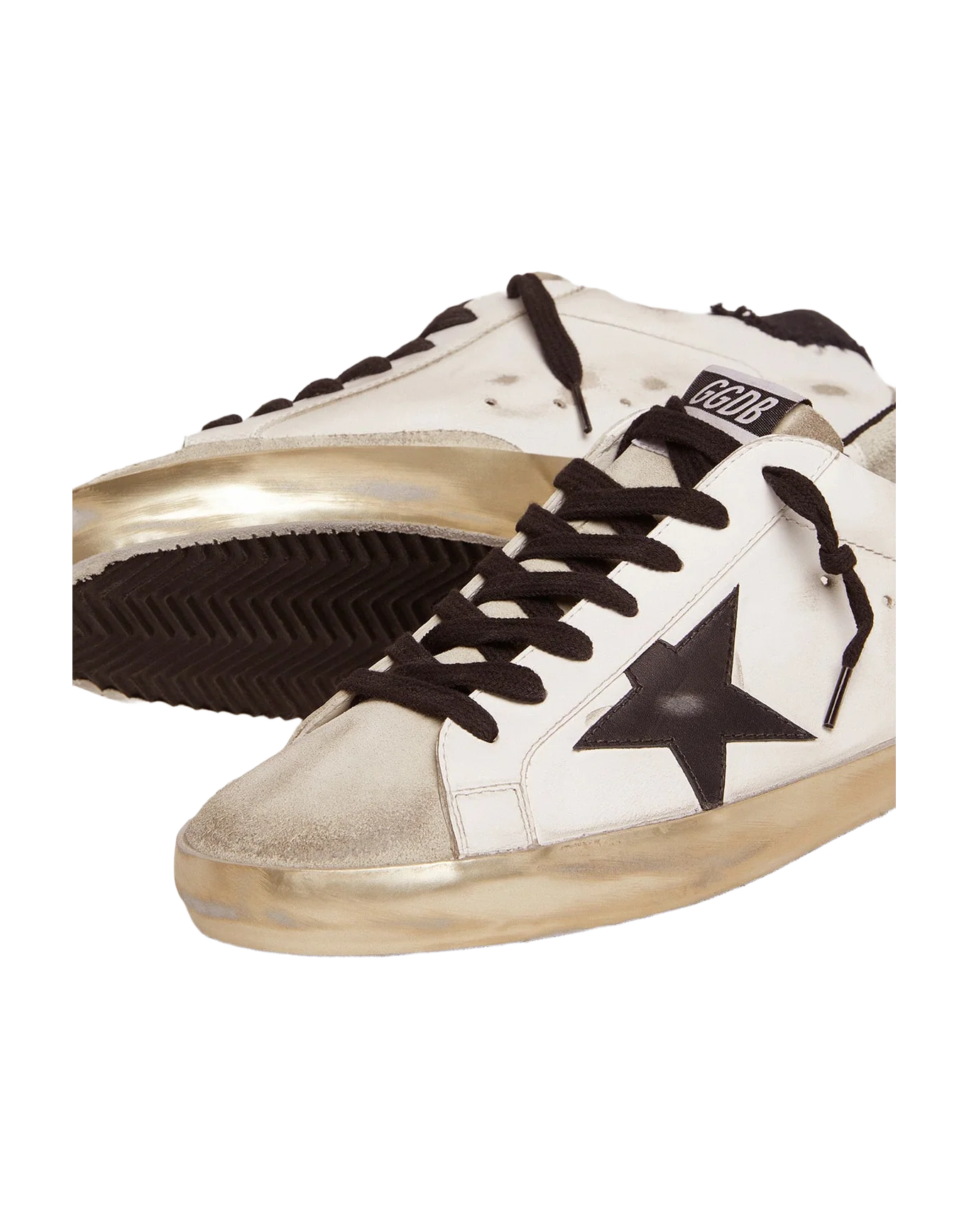 Men | Super-Star Sneakers White Leather with Black Distressed Canvas Heel Tab | White x Ice x Black - Image 3