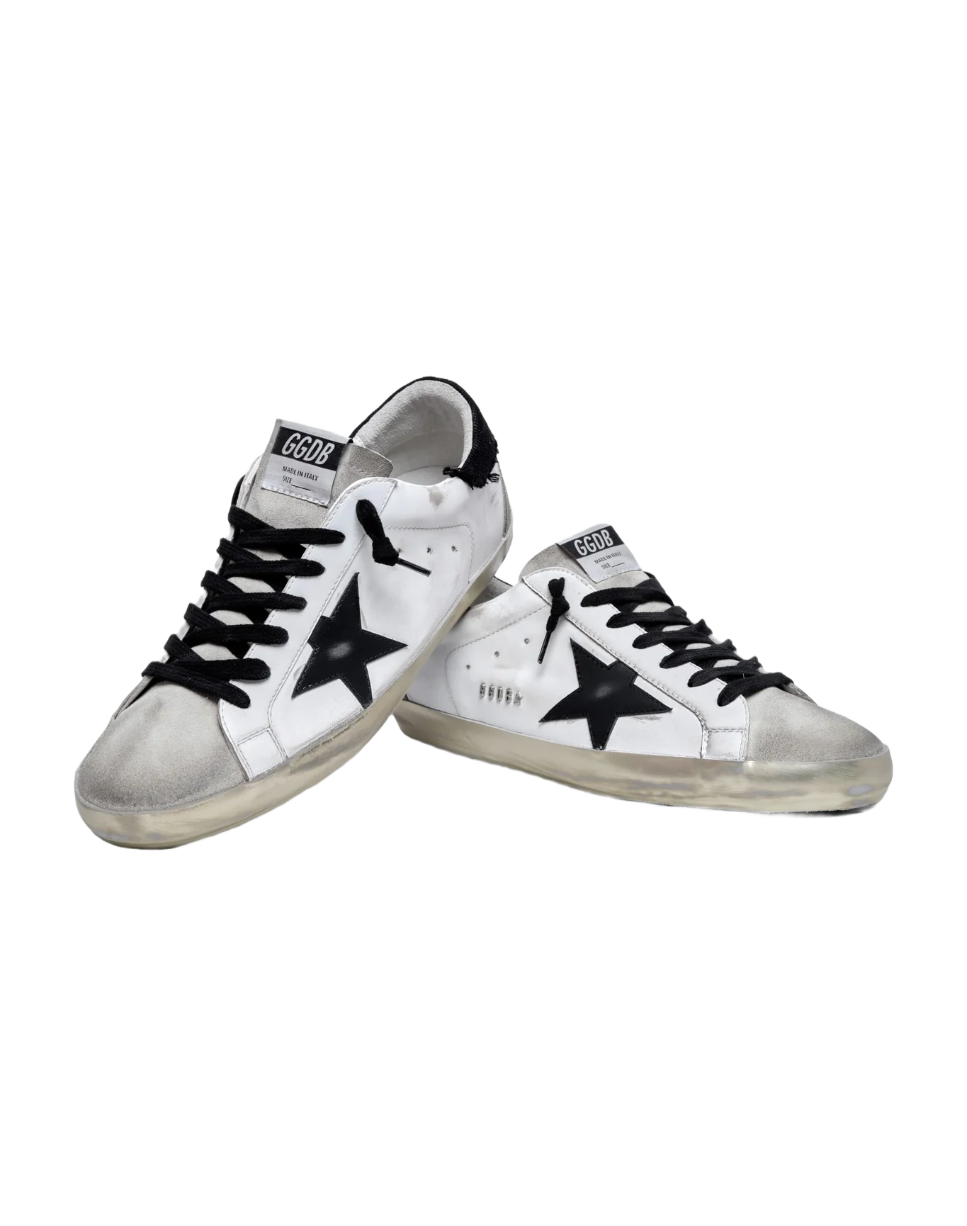 Men | Super-Star Sneakers White Leather with Black Distressed Canvas Heel Tab | White x Ice x Black - Image 5