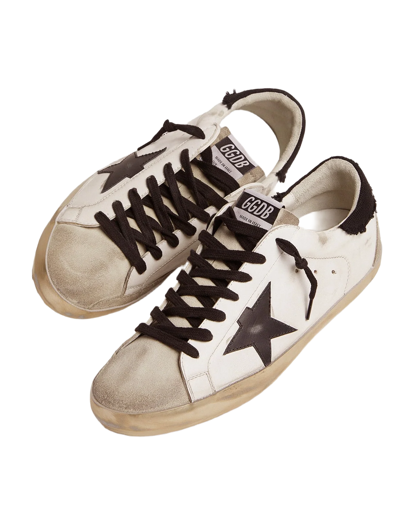 Men | Super-Star Sneakers White Leather with Black Distressed Canvas Heel Tab | White x Ice x Black - Image 6