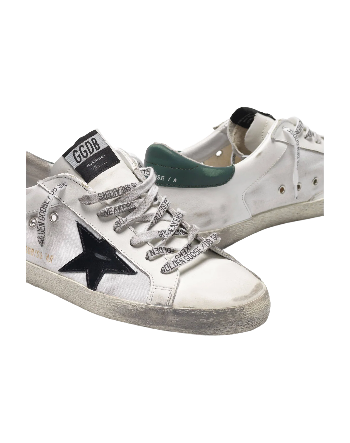Men | Super-Star Sneakers White Leather with Black Star & Green Heel Tab - Image 2