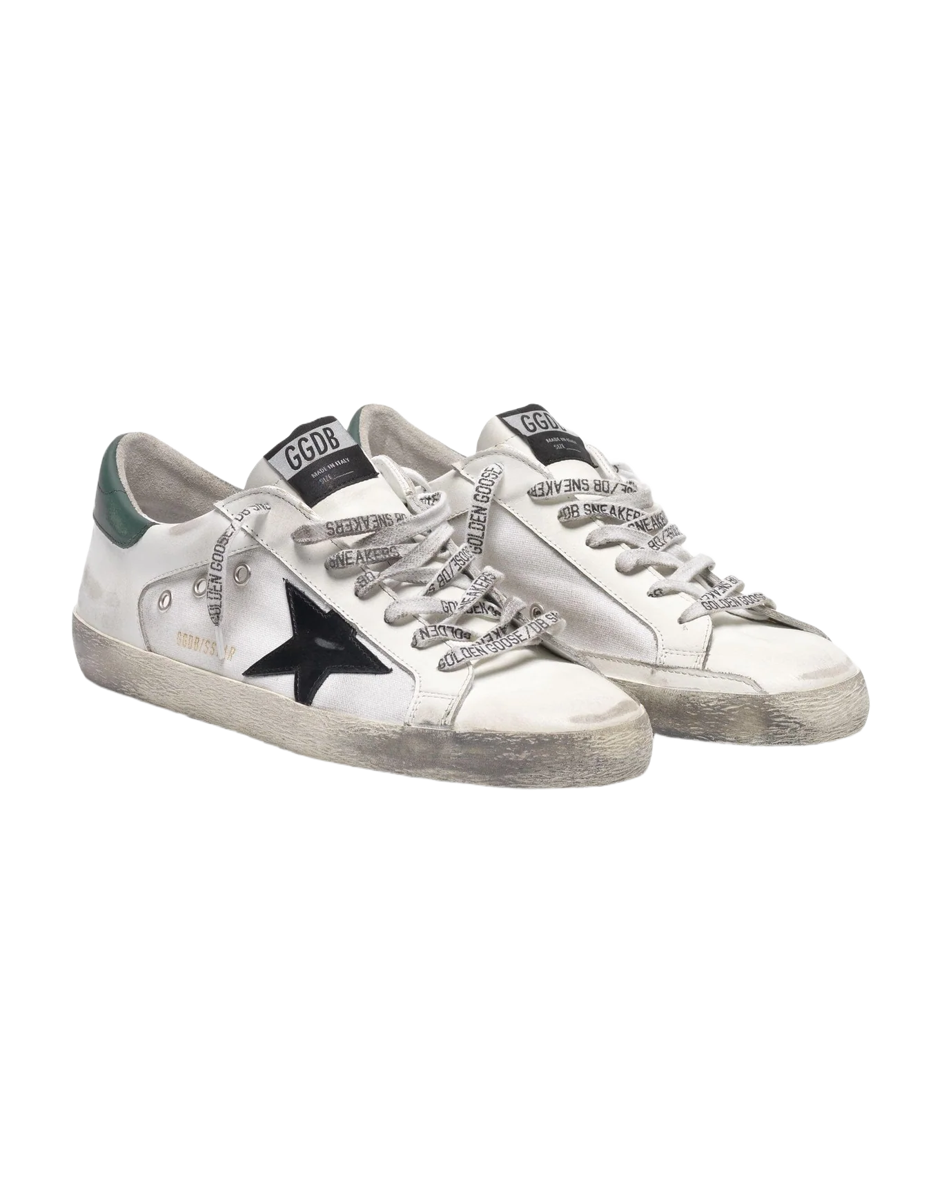 Men | Super-Star Sneakers White Leather with Black Star & Green Heel Tab - Image 8