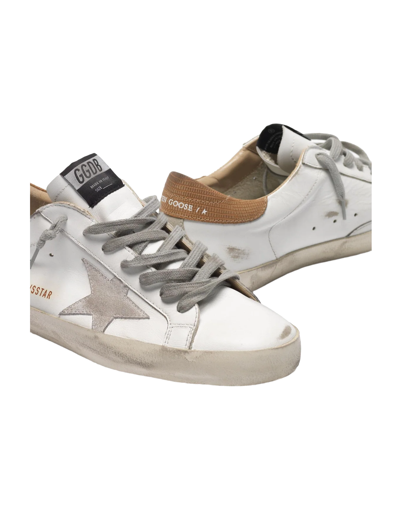 Men | Super-Star Sneakers White Leather with Brown Laminated Heel Tab - Image 2