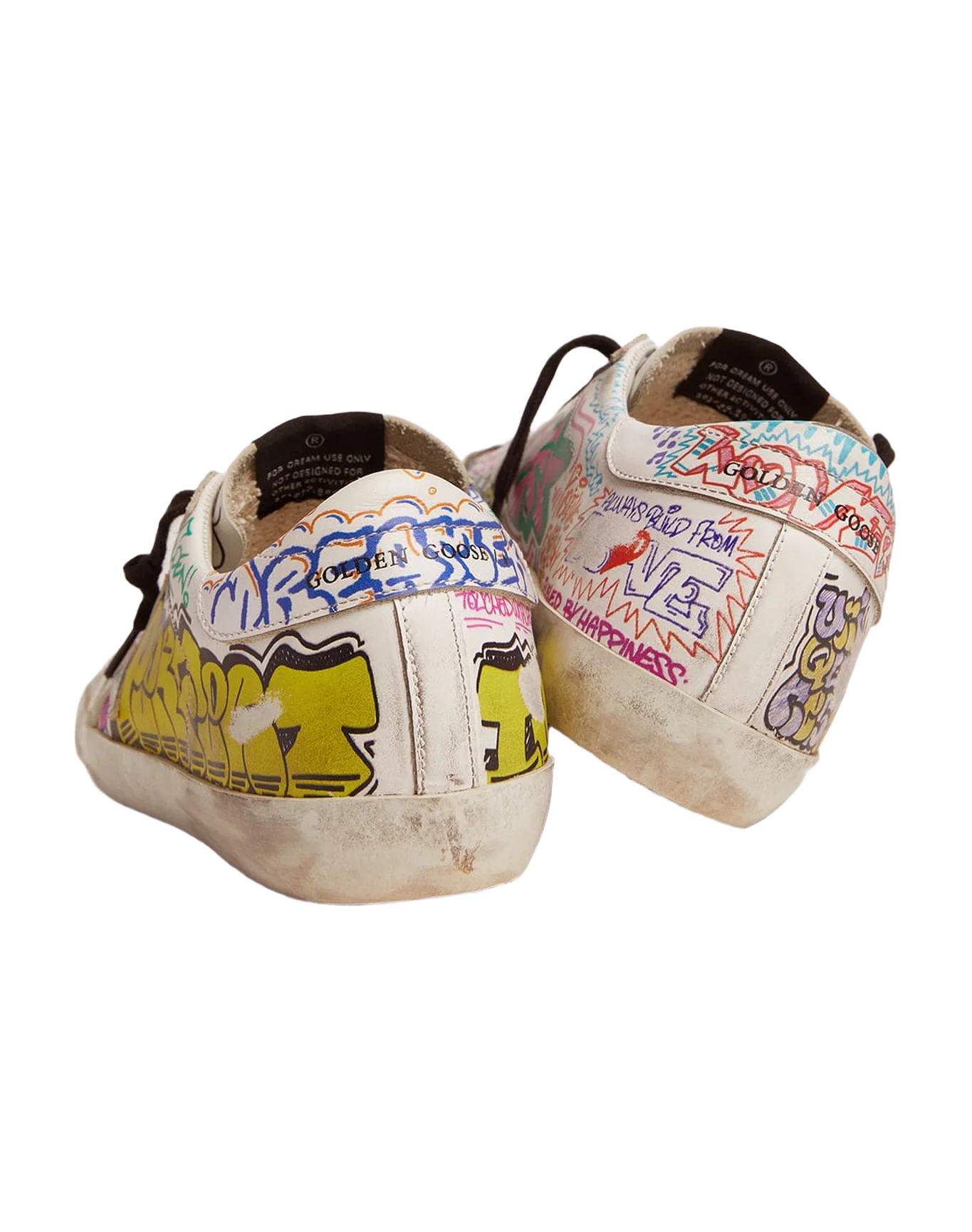 Men | Super-Star Sneakers White Leather with Multicolored Graffiti Print | White x Multicolor - Image 2