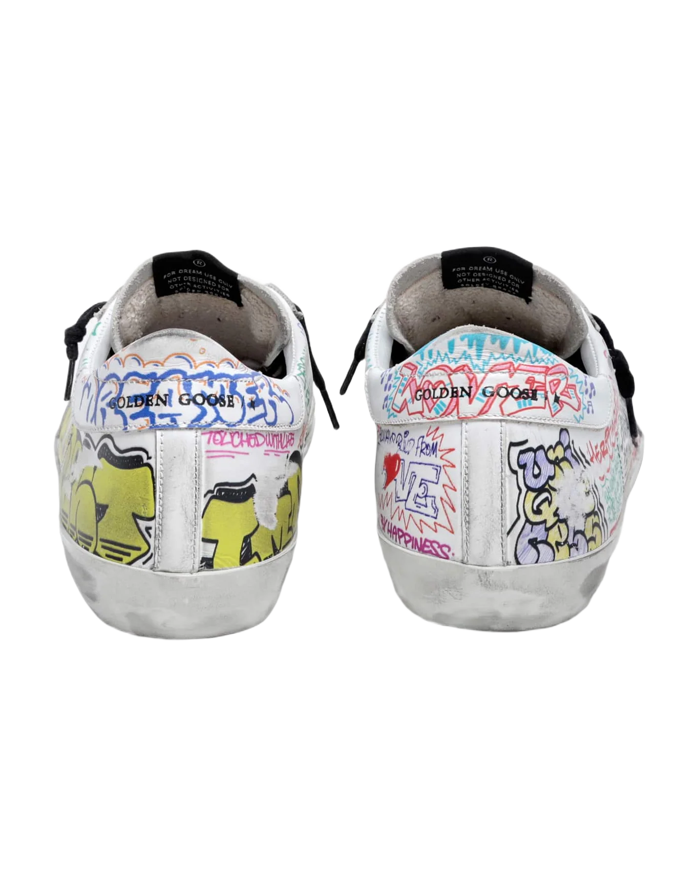 Men | Super-Star Sneakers White Leather with Multicolored Graffiti Print | White x Multicolor - Image 3