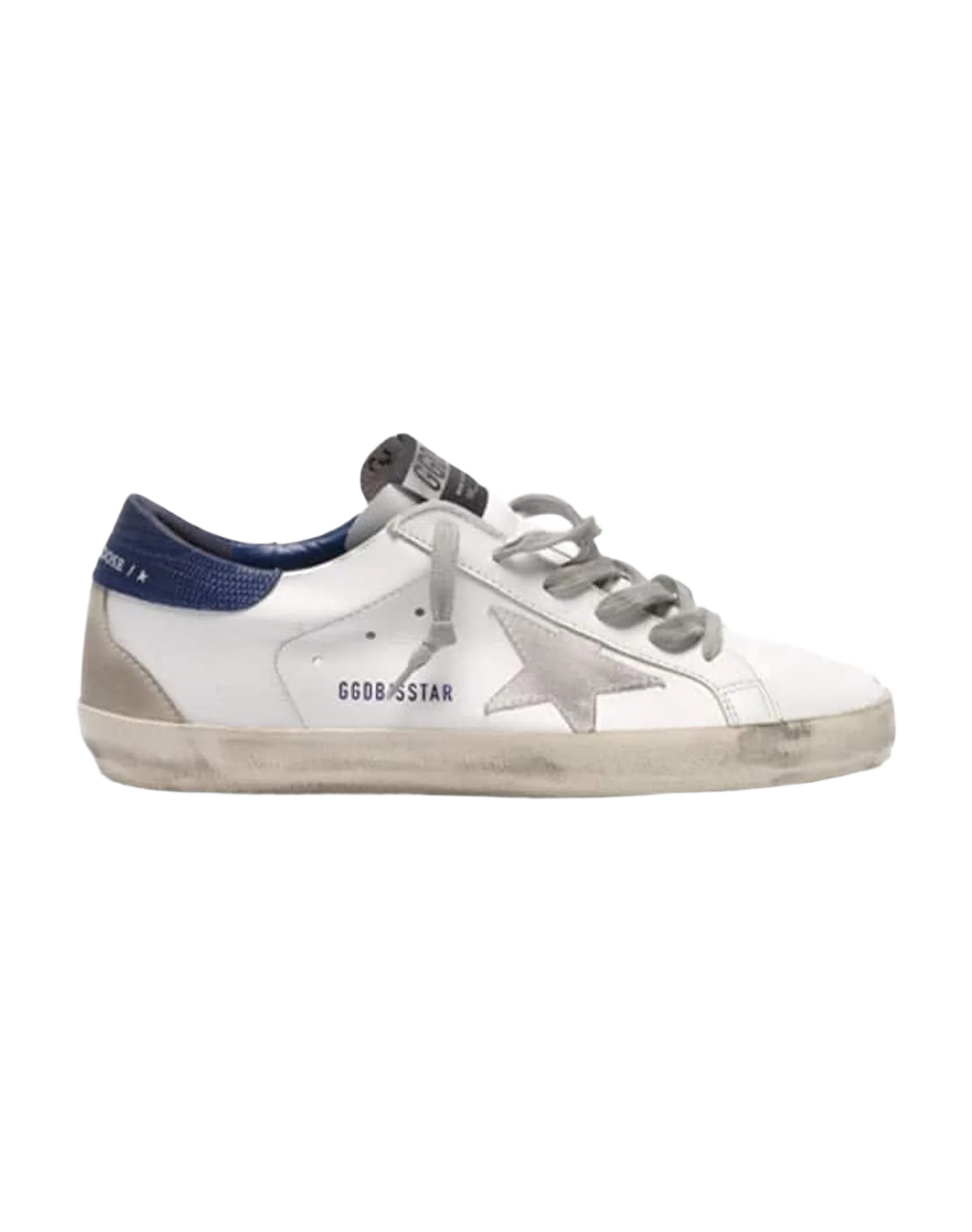 Men | Super-Star White Leather with Grey Star & Blue Heel Tab