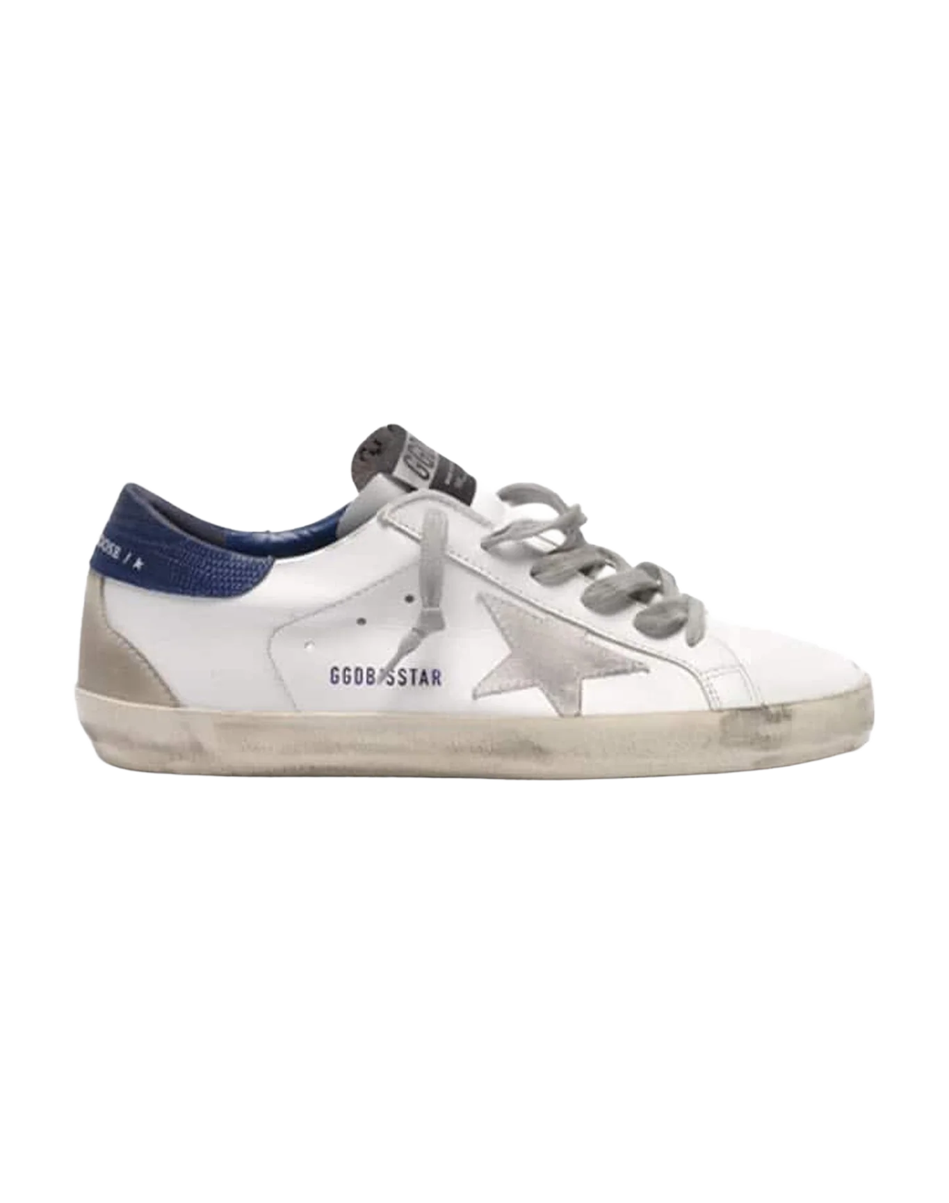 Men | Super-Star White Leather with Grey Star & Blue Heel Tab - Image 2