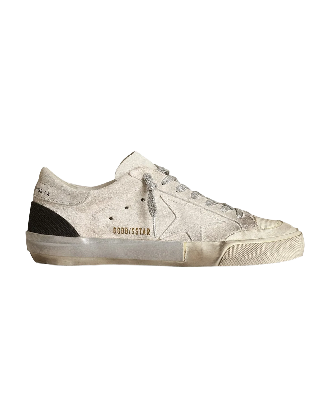 Men | Super-Star White Suede with White Heel Tab, Black Detail & Silver Laces | White x Silver x Black
