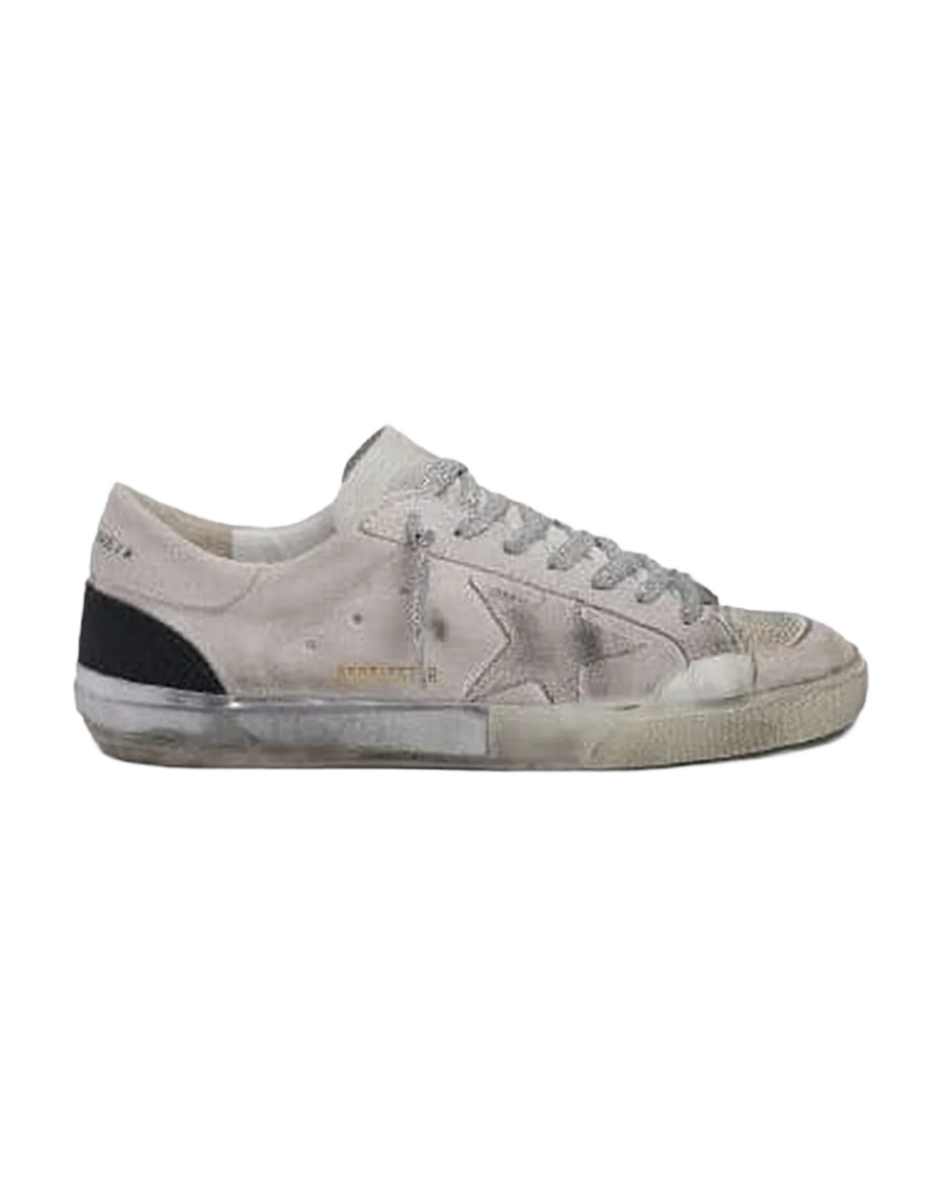 Men | Super-Star White Suede with White Heel Tab, Black Detail & Silver Laces | White x Silver x Black - Image 3
