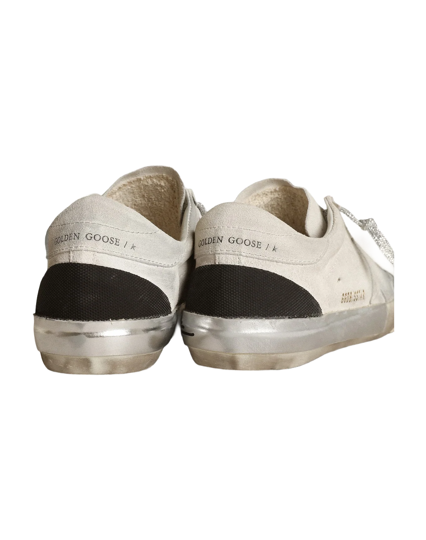 Men | Super-Star White Suede with White Heel Tab, Black Detail & Silver Laces | White x Silver x Black - Image 4