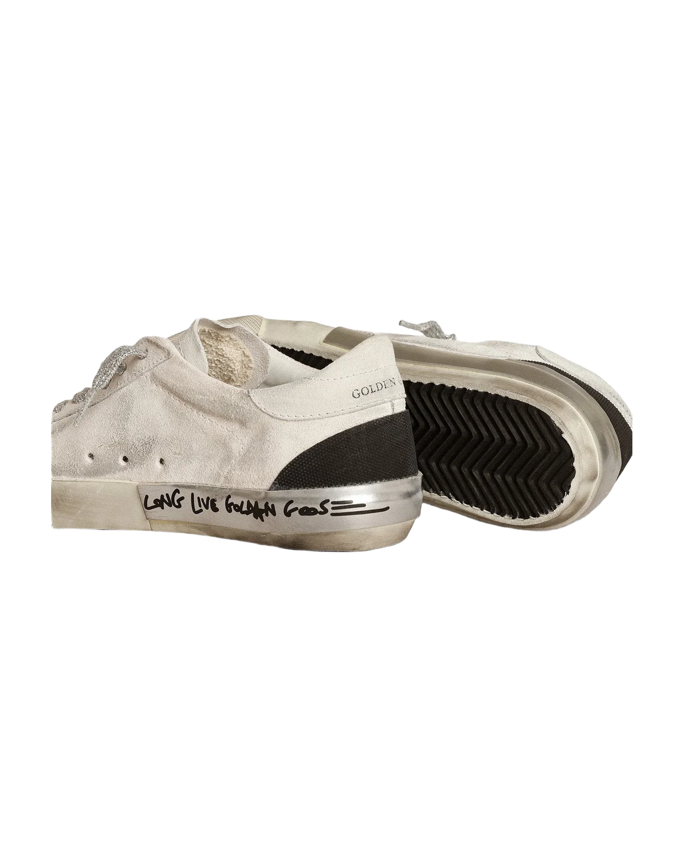 Men | Super-Star White Suede with White Heel Tab, Black Detail & Silver Laces | White x Silver x Black - Image 5